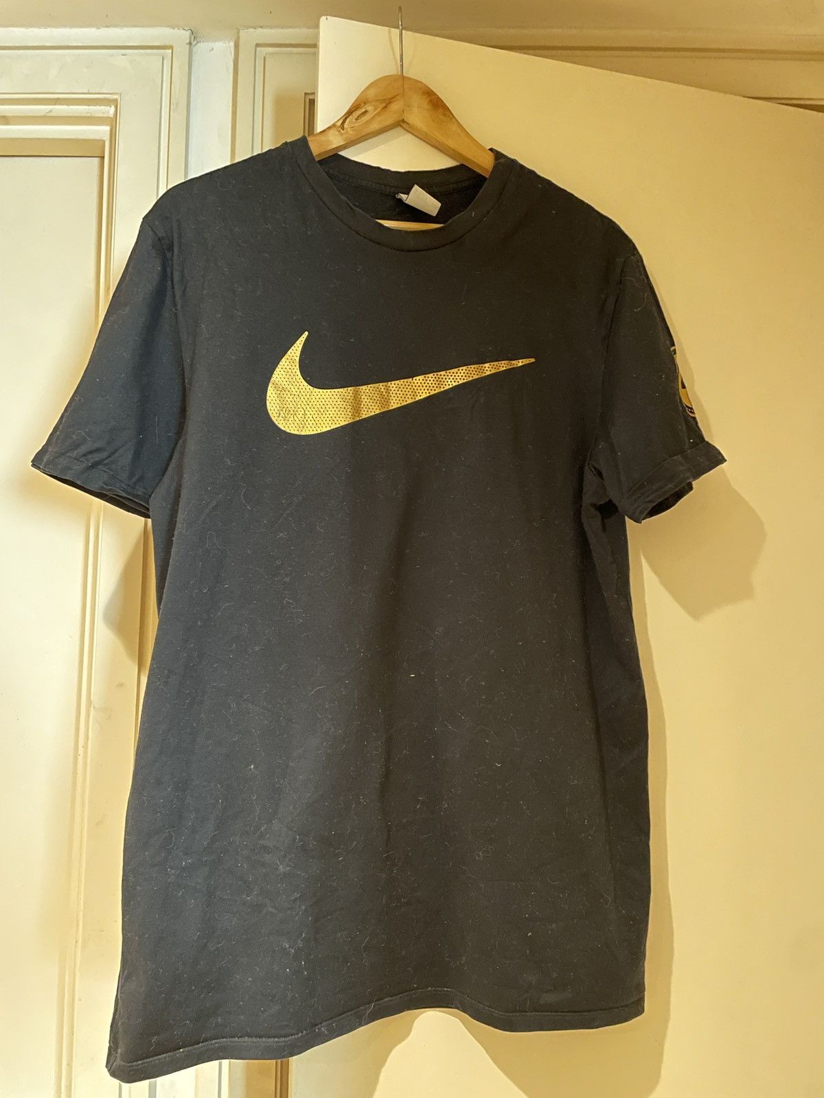 Nike Olivier Rousteing x NikeLab Black T-Shirt with Golden Swoosh Size US L / EU 52-54 / 3 - 5 Thumbnail
