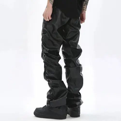 Jean Loose Ruched Casual PU Leather Pant Size US 32 / EU 48 - 3 Thumbnail