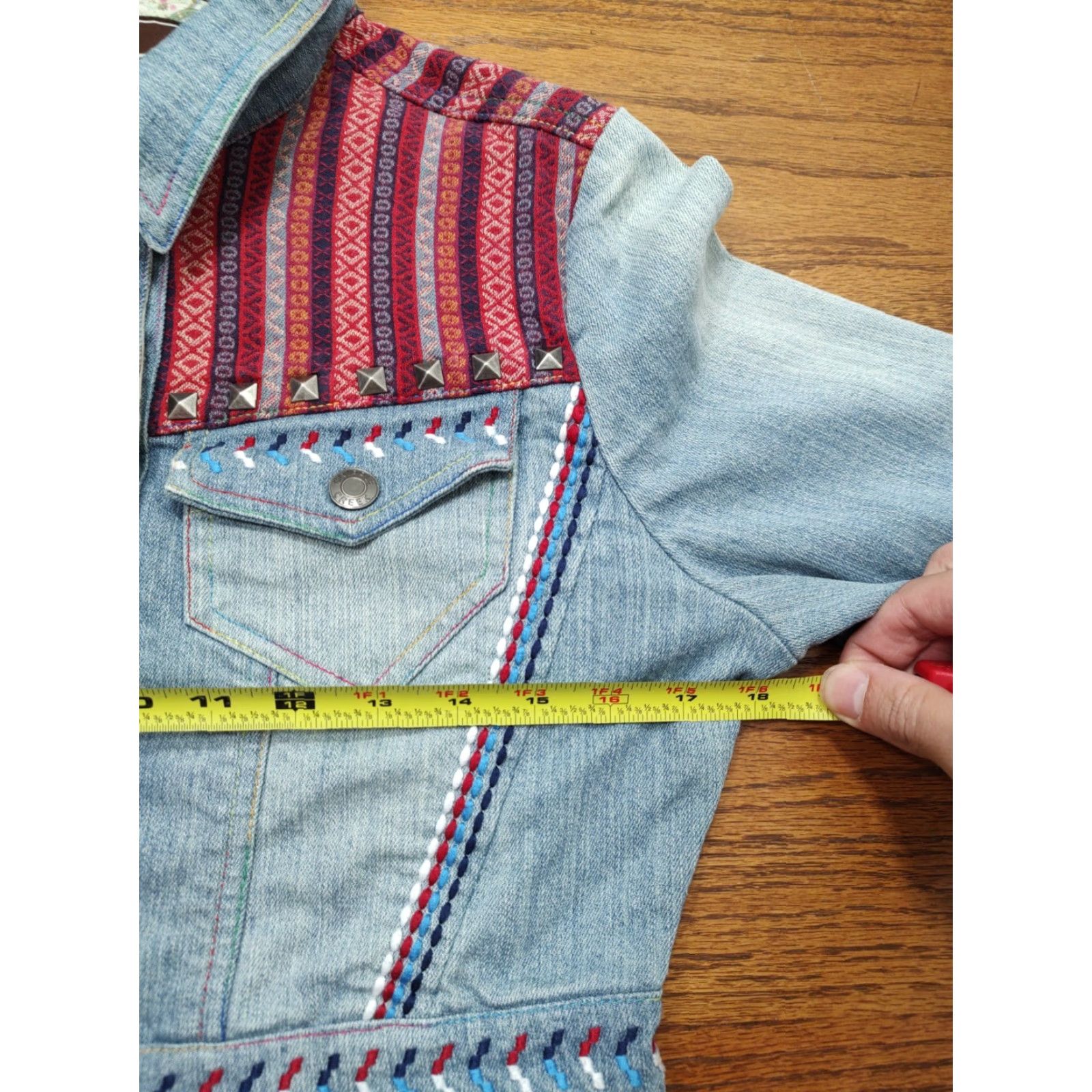 Denime Cripple Creek Ranchwear Denim Jacket Women Small Embroidered Aztec Western Rodeo Size S / US 4 / IT 40 - 6 Thumbnail