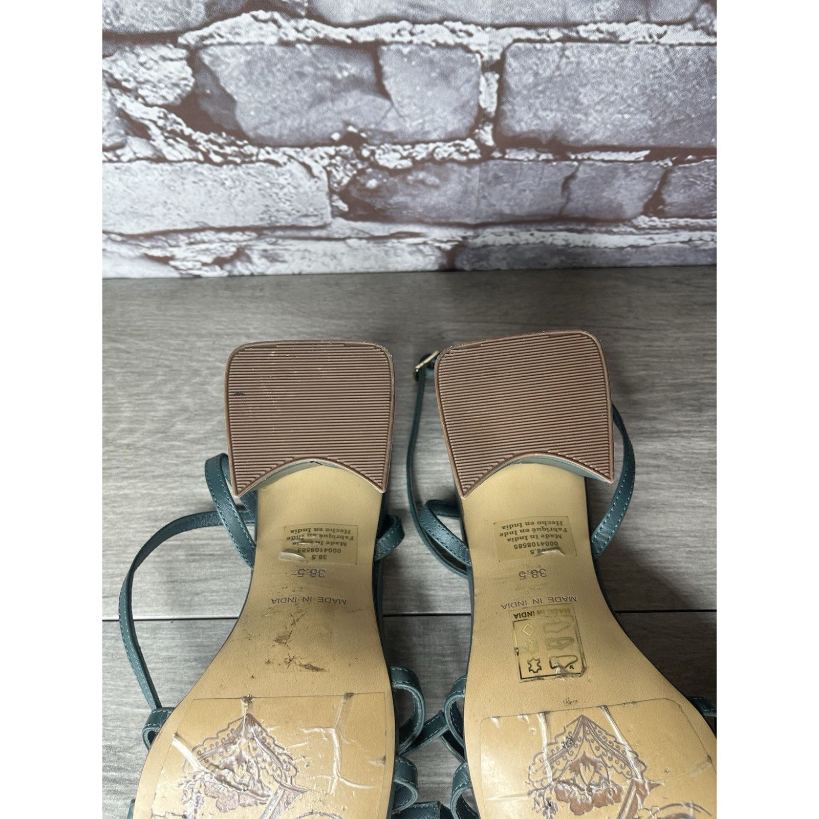 Free People Free People Niki Oasis Teal Blue Leather Strappy Block Heel Size US 8 / IT 38 - 9 Thumbnail