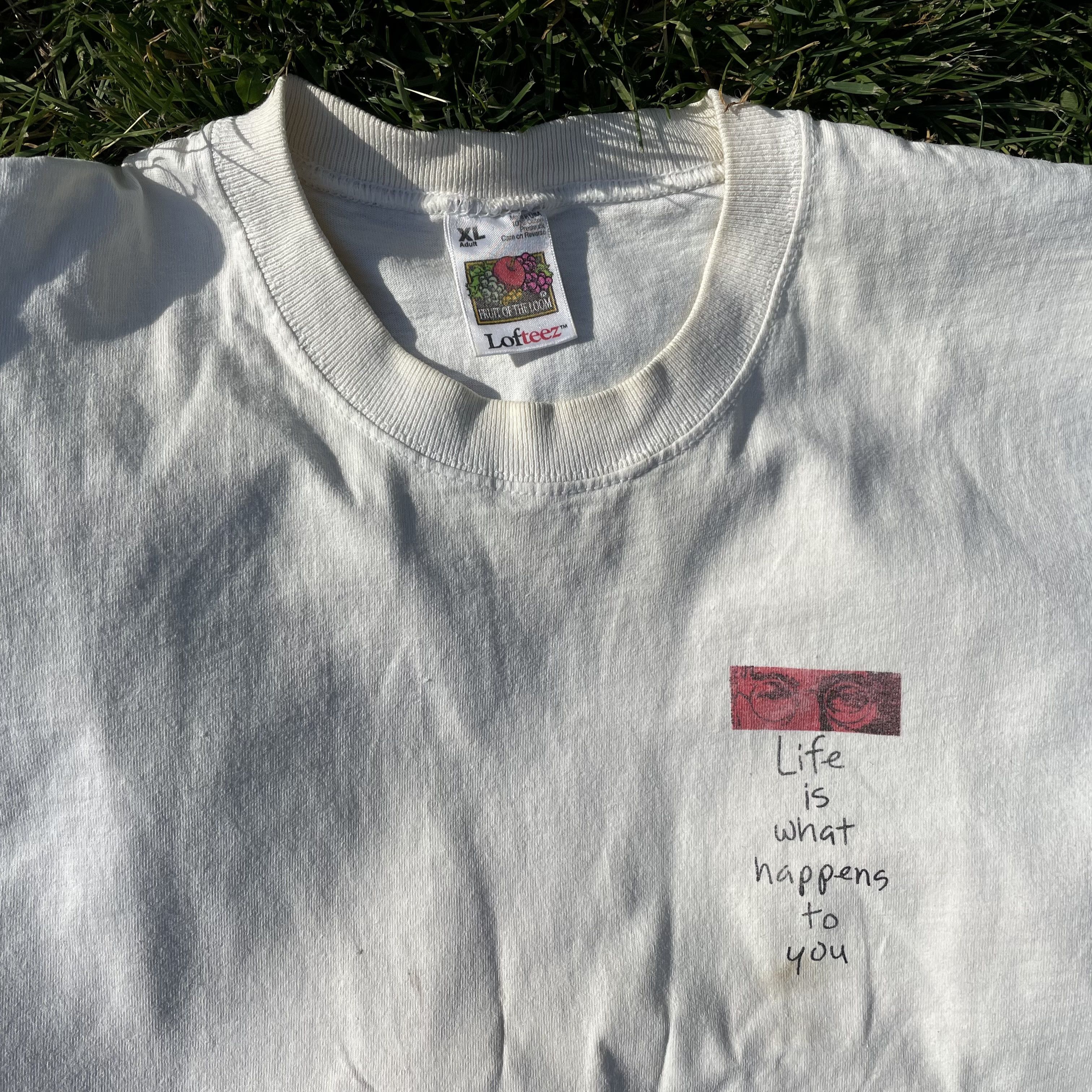 Fruit Of The Loom Vintage John Lennon "Life Is What Happens" Pop Art T-Shirt Size US XL / EU 56 / 4 - 4 Thumbnail