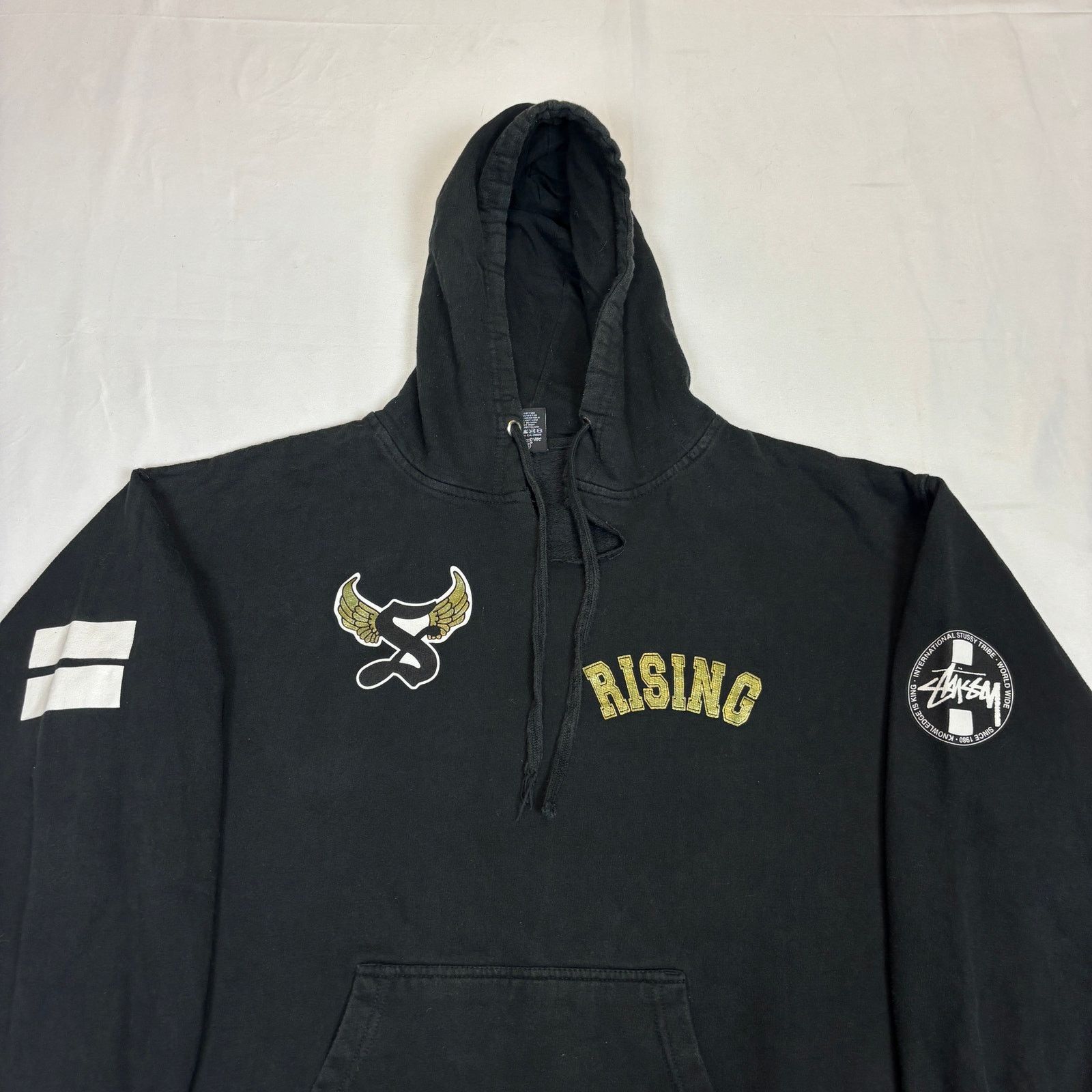 Stussy × Vintage Vintage Stussy Rising 80 Worldwide Hoodie Mens XL Streetwear Size US XL / EU 56 / 4 - 4 Thumbnail