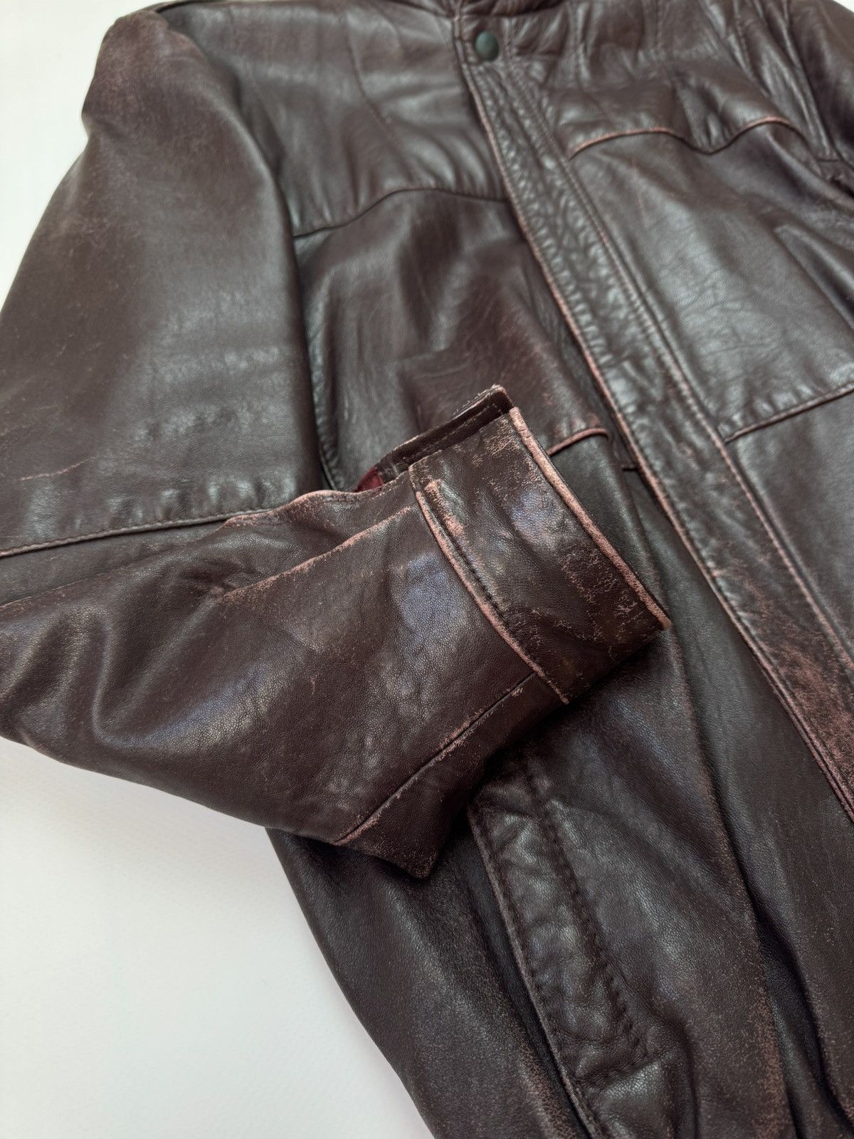 Leather Vintage Distressed Leather Bomber Jacket w/ Riri Zippers Size US M / EU 48-50 / 2 - 3 Thumbnail
