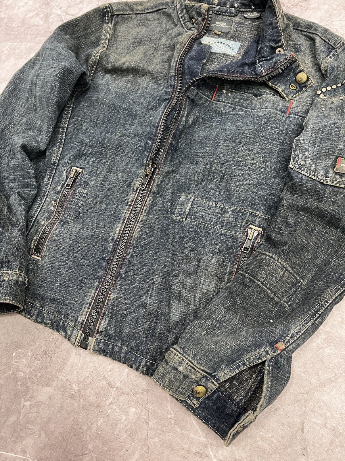 G-Star × Japanese Brand RACING MOTO DISTRESSED DENIM G STAR RAW Y2K JACKET Size US M / EU 48-50 / 2 - 3 Thumbnail