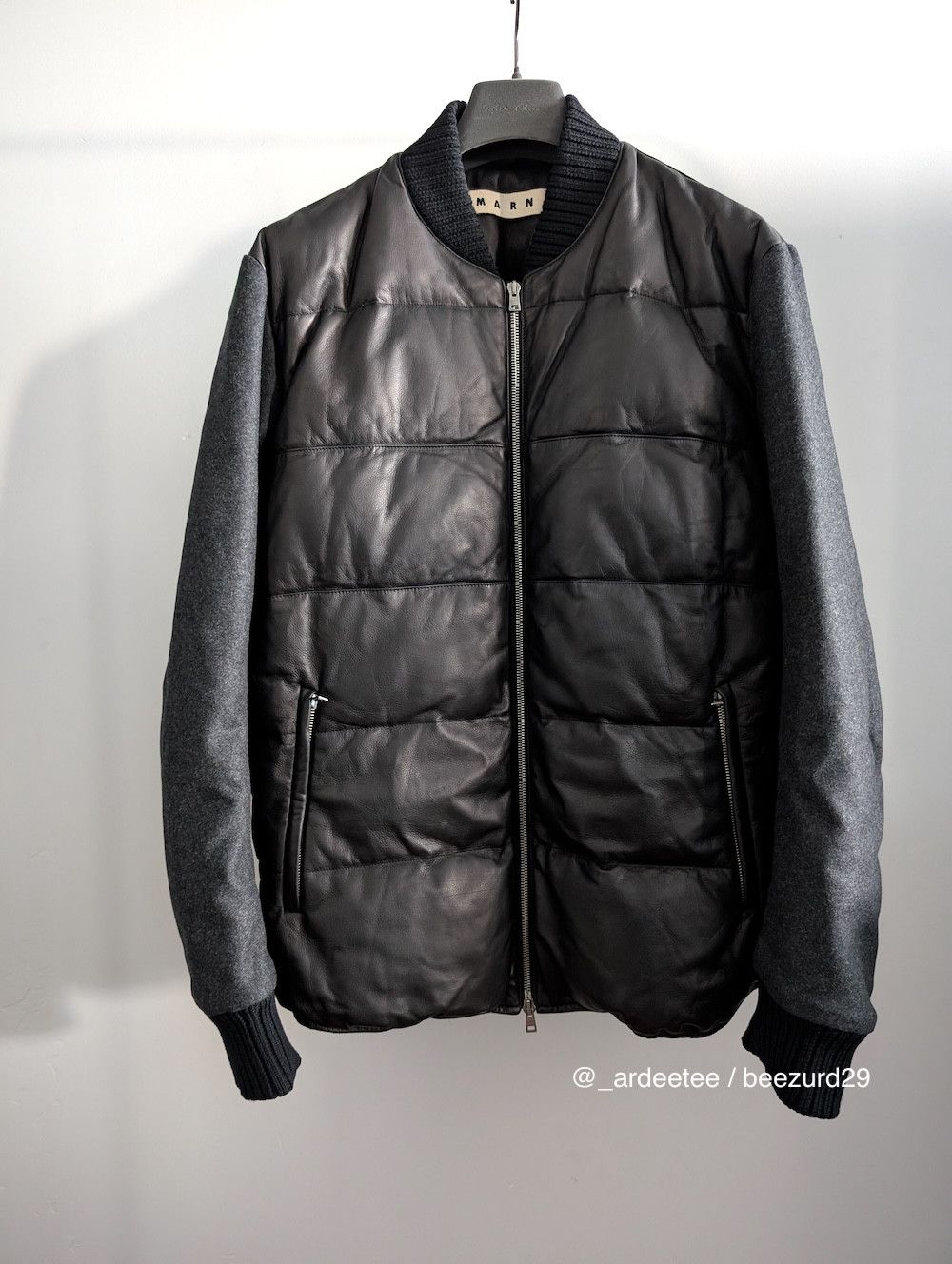 Marni *NEW* $4K LEATHER DOWN CASHMERE BOMBER JACKET Size US M / EU 48-50 / 2 - 1 Thumbnail