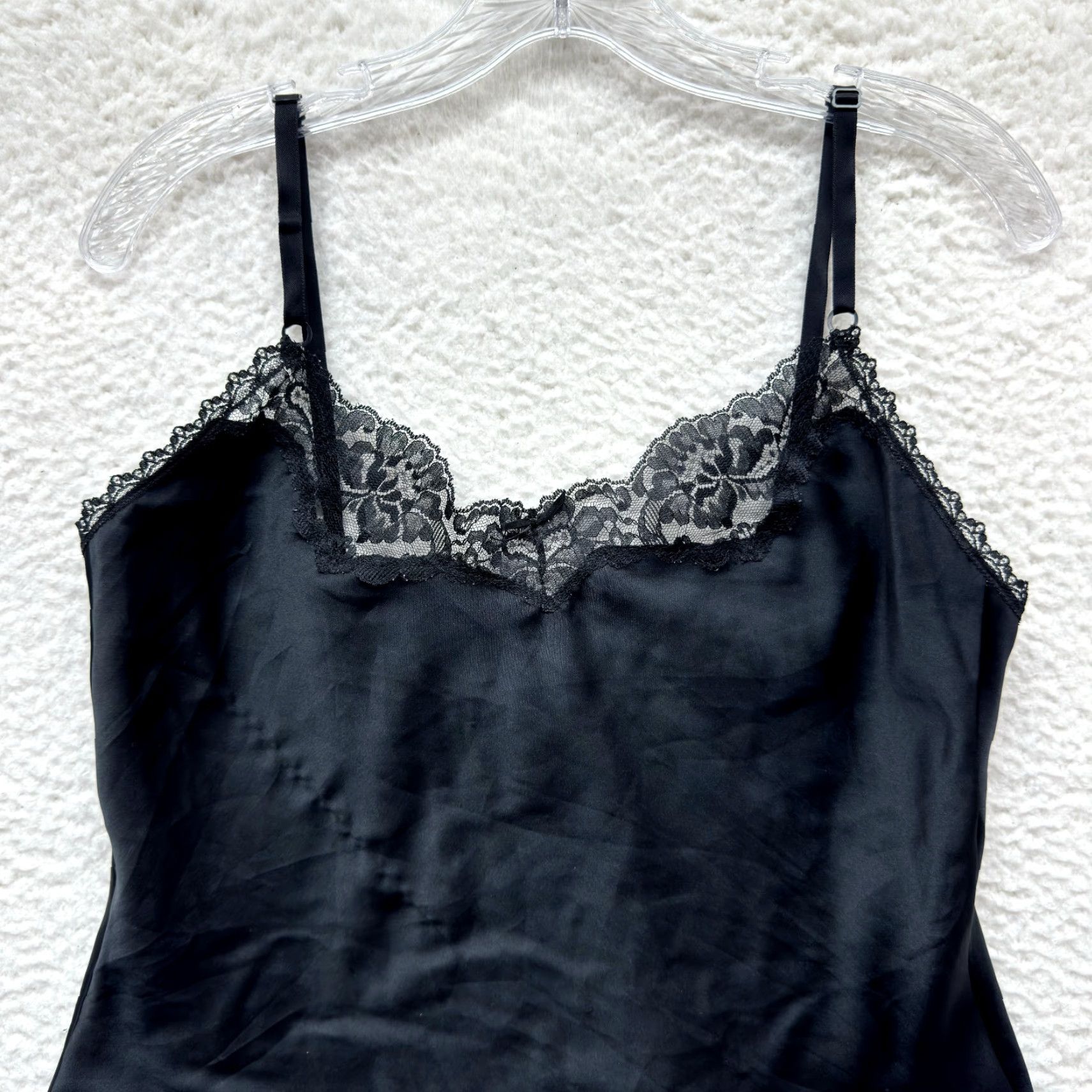 Vintage VINTAGE Maidenform Camisole Tank Top Black Satin Lace Medium 34 Women’s M Size M / US 6-8 / IT 42-44 - 3 Thumbnail