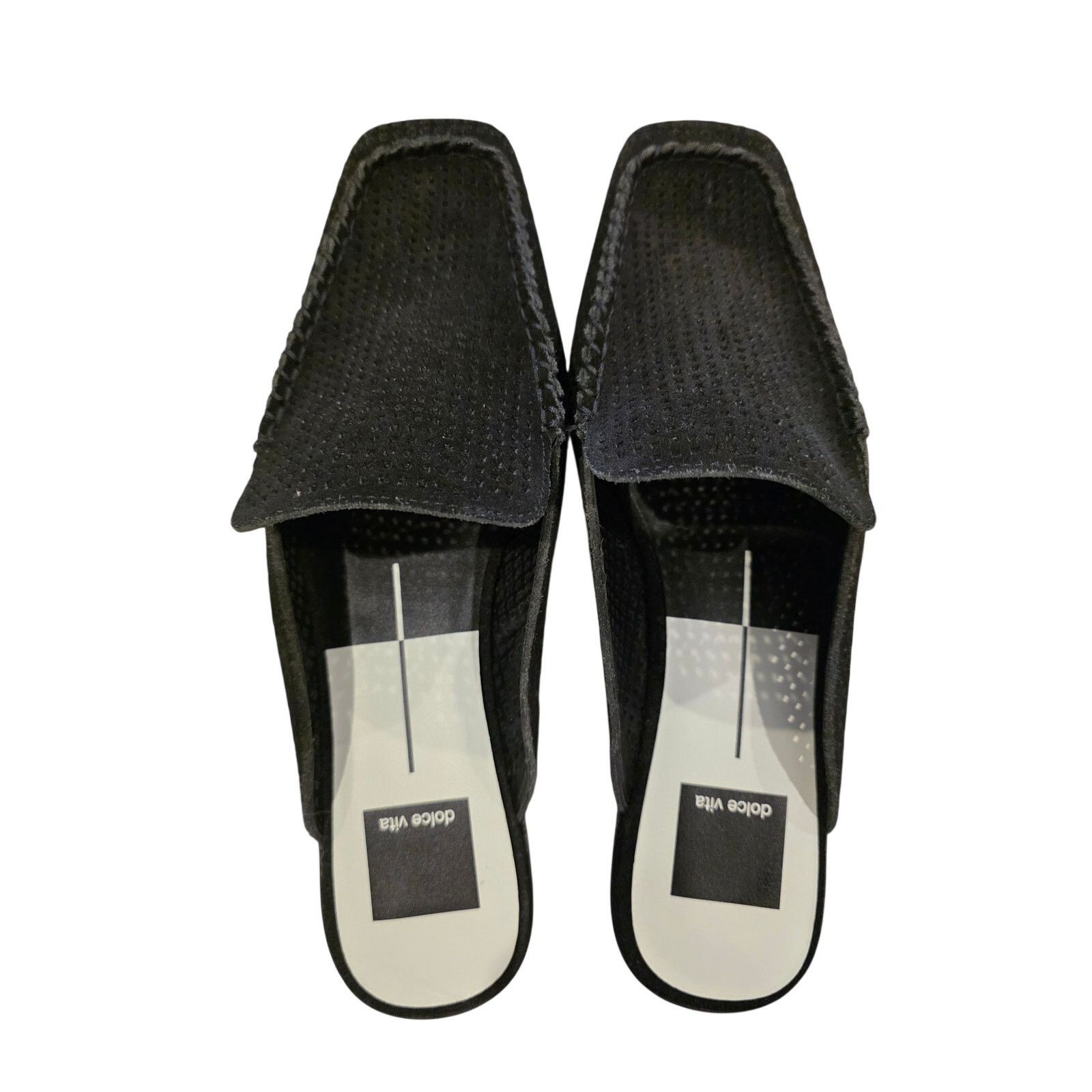 Dolce Vita Dolce Vita Black Suede Perforated Mule Loafers Square Toe Size US 7.5 / IT 37.5 - 8 Thumbnail