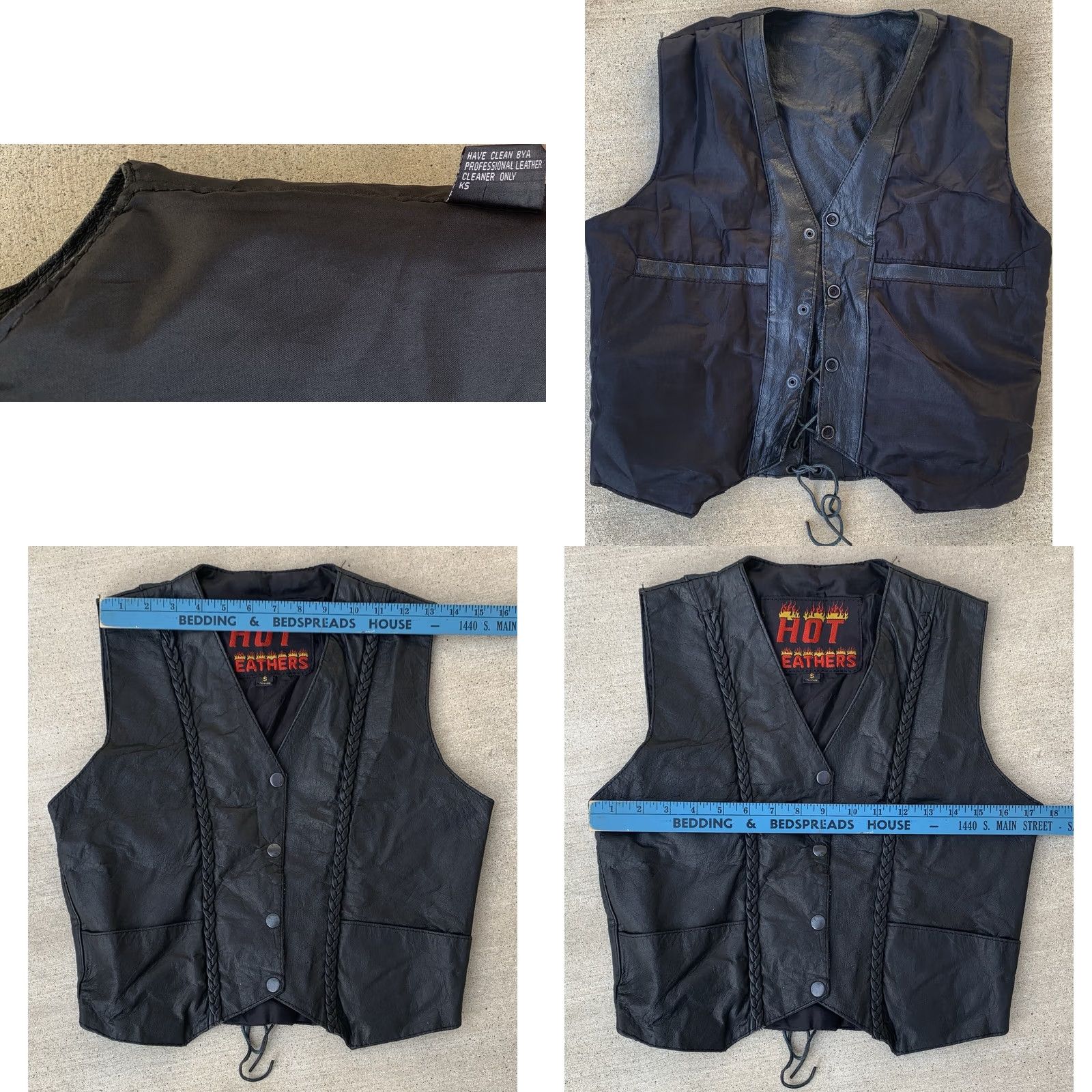 Vintage VINTAGE Hot Leathers Biker Vest Black Snap Front Lace Up Lower Back Size S Womens Size S / US 4 / IT 40 - 10 Thumbnail