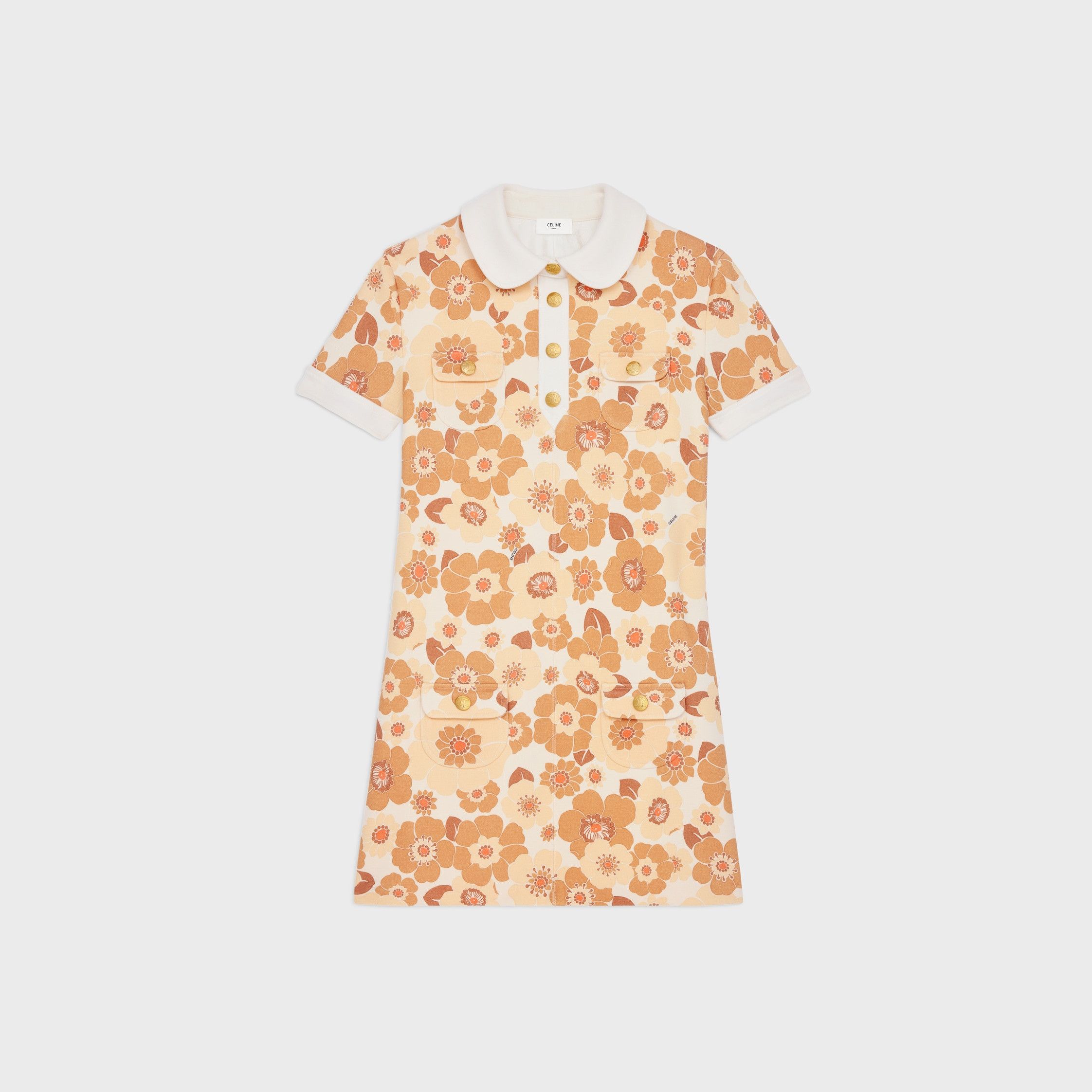Celine trapeze mini dress in wool jersey cream/orange Size S / US 4 / IT 40 - 1 Thumbnail