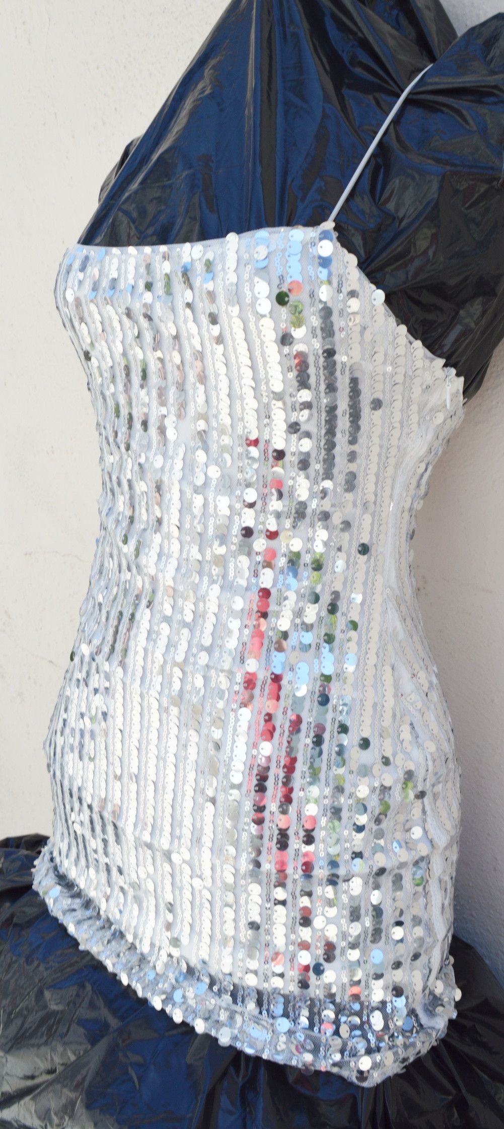 Other MINI DRESS SEQUIN / GLITTER SILVER STRAPS STRETCH Size S / US 4 / IT 40 - 8 Thumbnail