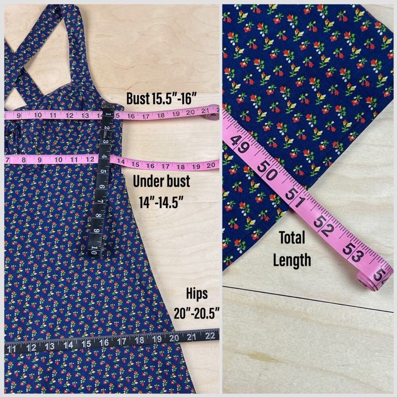 Vintage 1970s Blue Calico Print Crisscross Back Maxi Sundress Size XS / US 0-2 / IT 36-38 - 5 Thumbnail