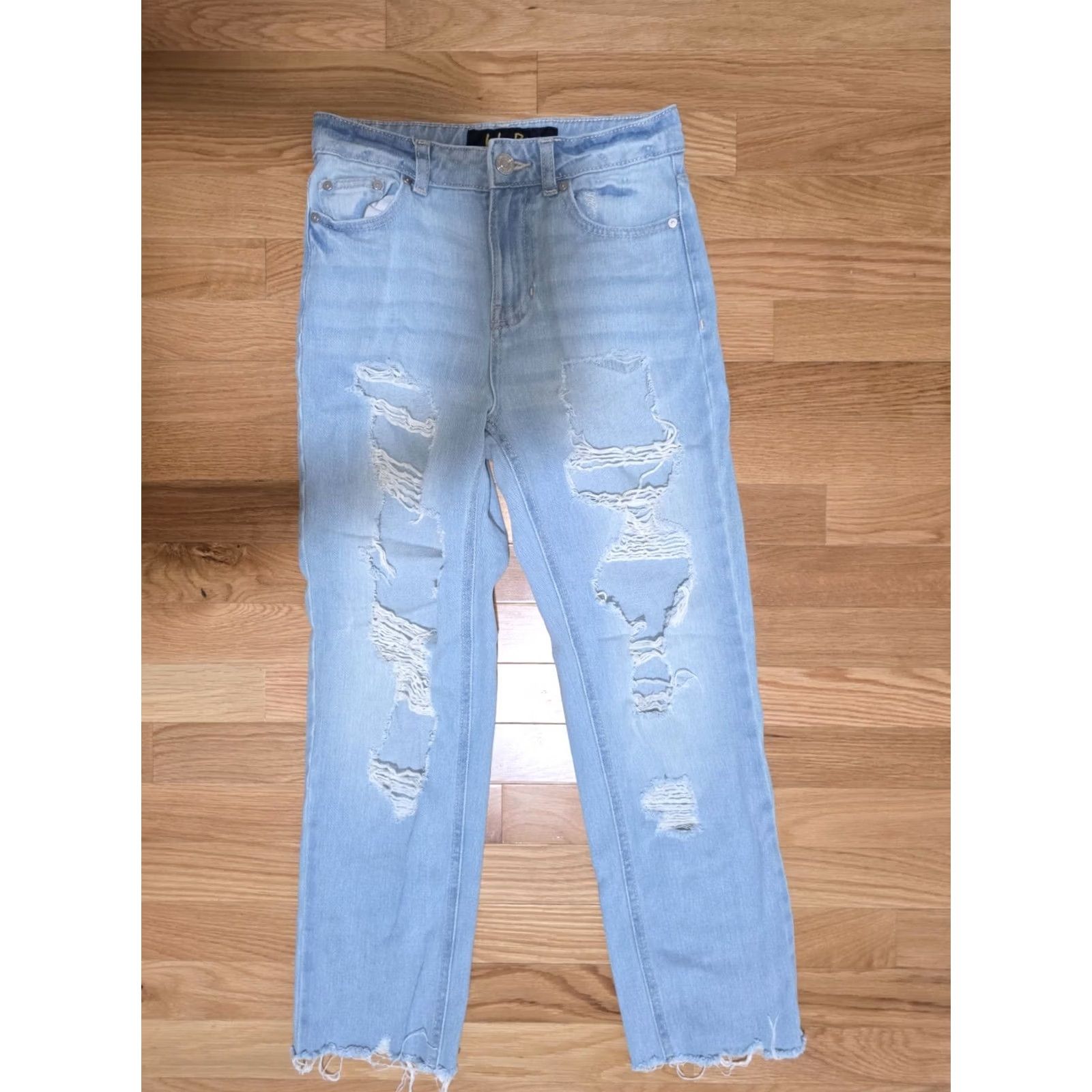 Denime Indigo Rein Straight Leg Jeans Women's 3/25 Blue Denim Cotton Distressed Ankle Jeans Monochrome Blue 5-Pocket Button Regular Fit Mens Women Girls Boys Size 26" / US 2 / IT 38 - 2 Thumbnail