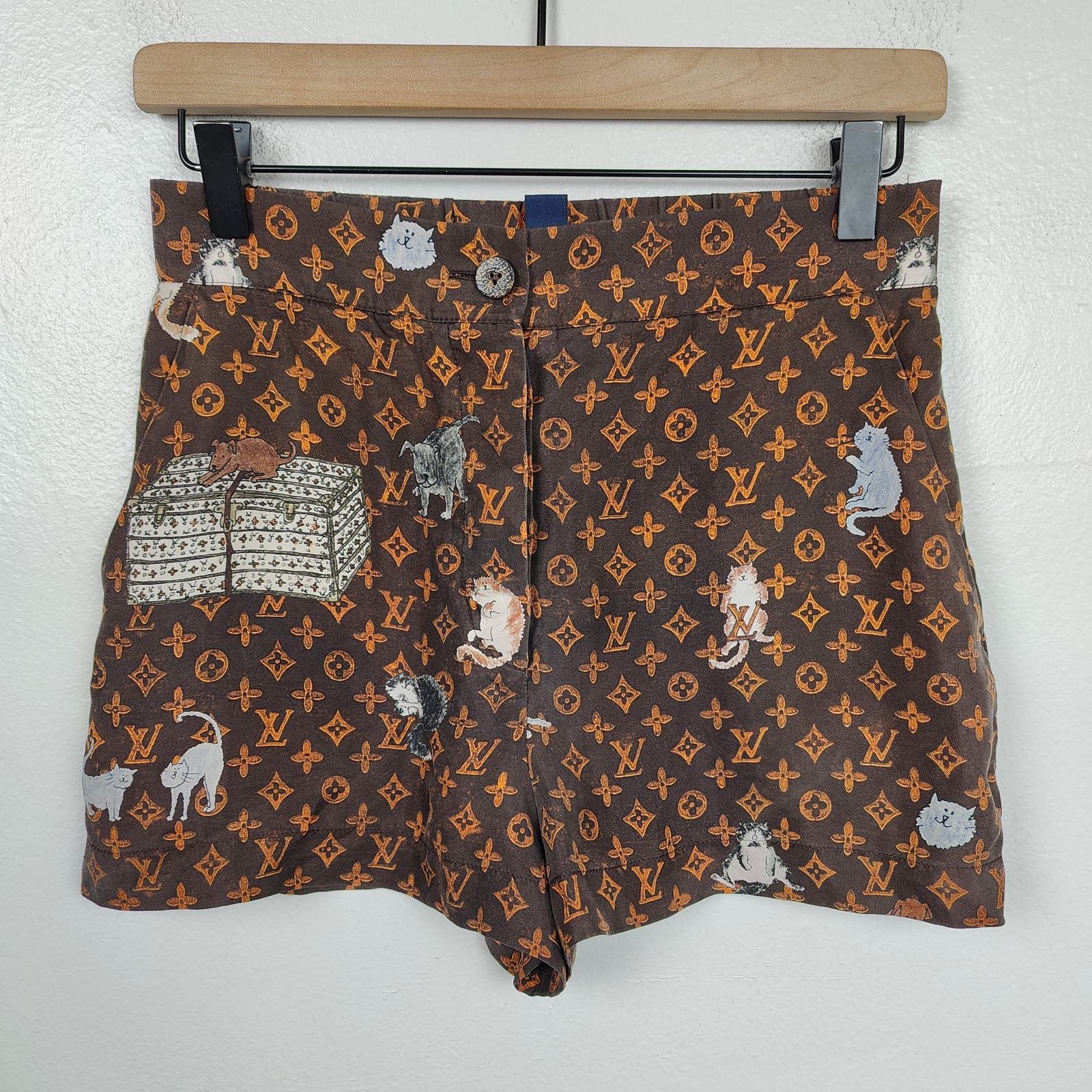 image of Louis Vuitton 2019 Grace Coddington Catogram Pajama Shorts in Brown, Women's (Size 26)