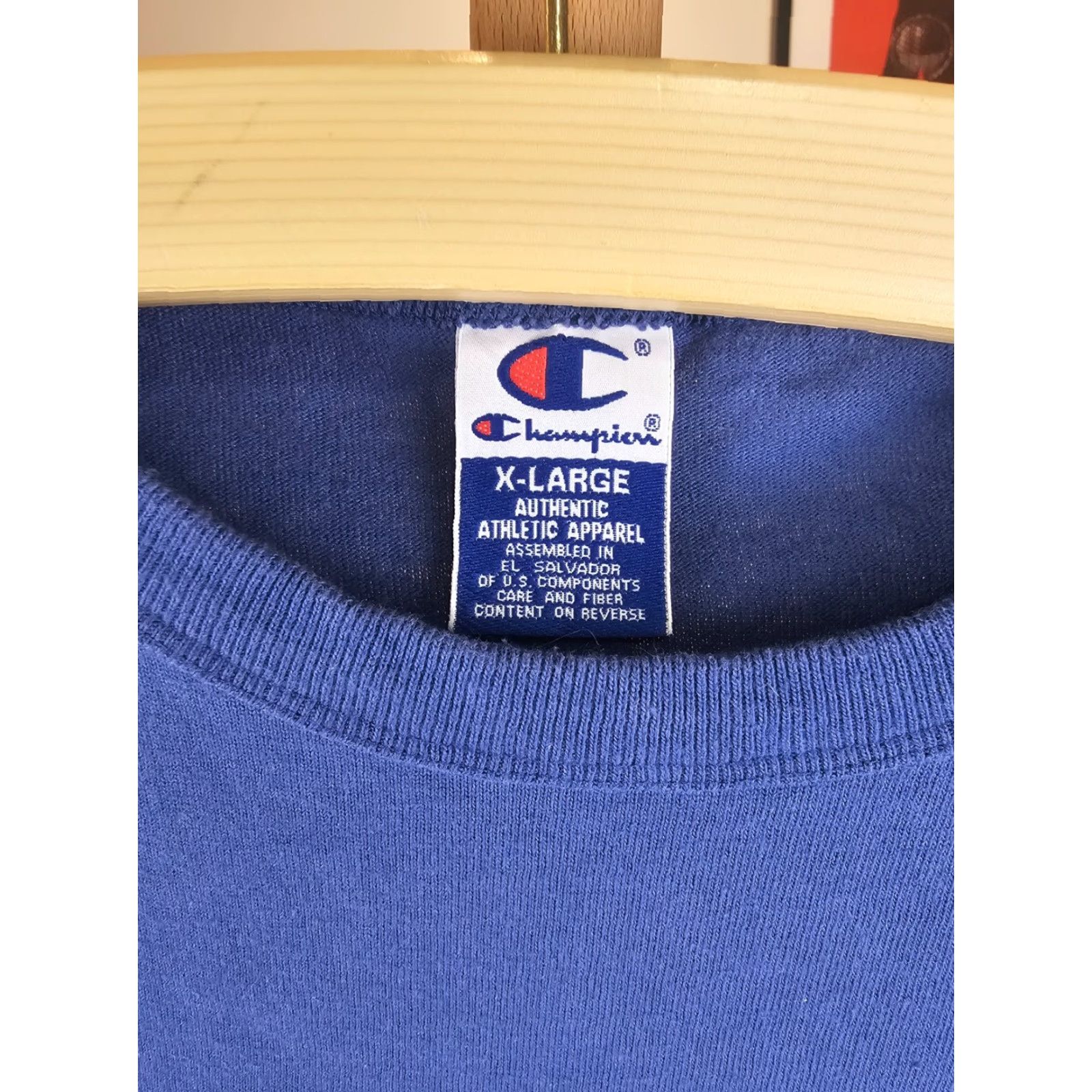 Champion VINTAGE Champion Cotton Blue T-Shirt SZ XLARGE Shirt Mens Short Sleeve Round Neck 24 30 Inch 90's Size US L / EU 52-54 / 3 - 3 Thumbnail