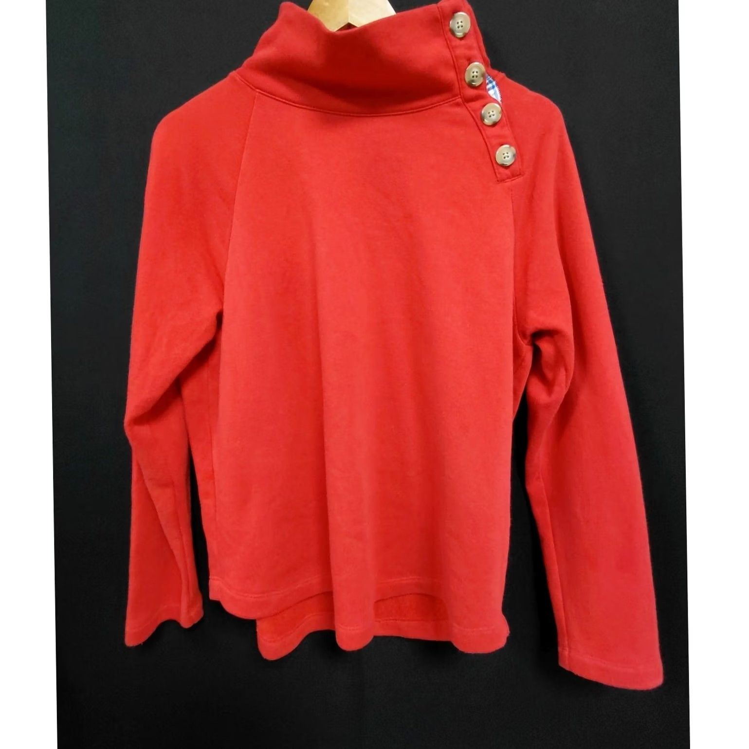 J.Crew J.Crew Red Button Mock Neck Sweater Solid Knit Women Size M Size M / US 6-8 / IT 42-44 - 2 Thumbnail