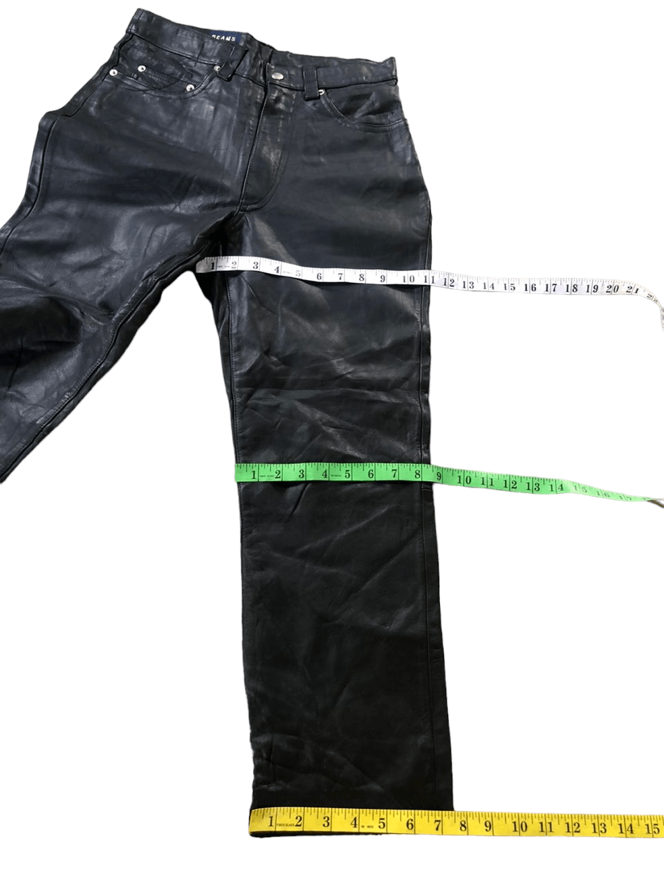 Beams Plus Rare💥Beams black Cowhide Leather Pants Size US 29 - 18 Thumbnail