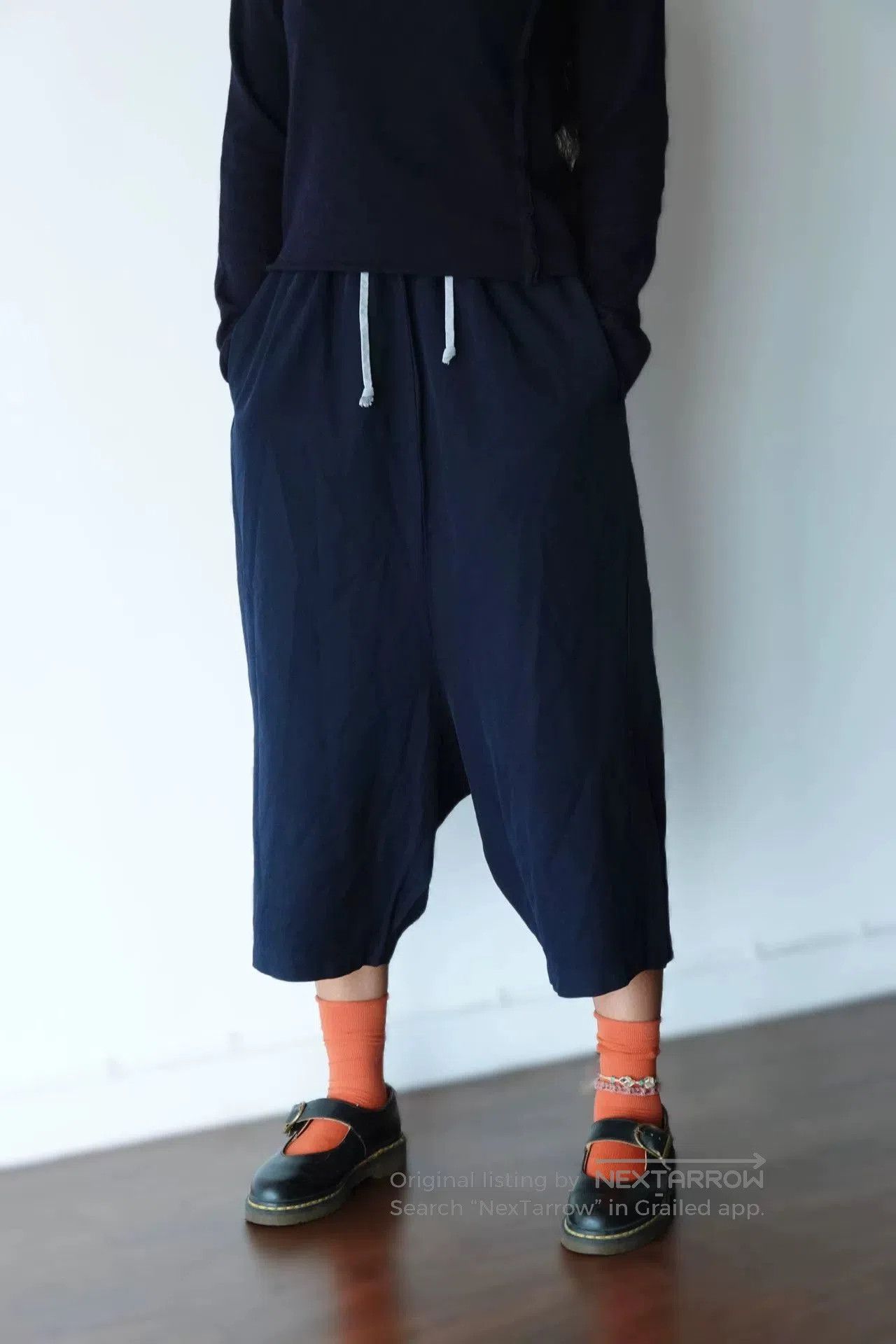 Comme des Garcons ComCom Navy Blue Wide-Leg Cropped Pants. Size 22" - 4 Thumbnail