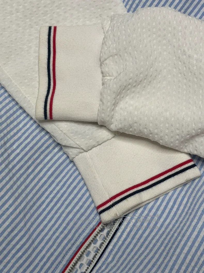 Thom Browne Thom Browne Blue and white striped baseball jacket Size US M / EU 48-50 / 2 - 8 Thumbnail
