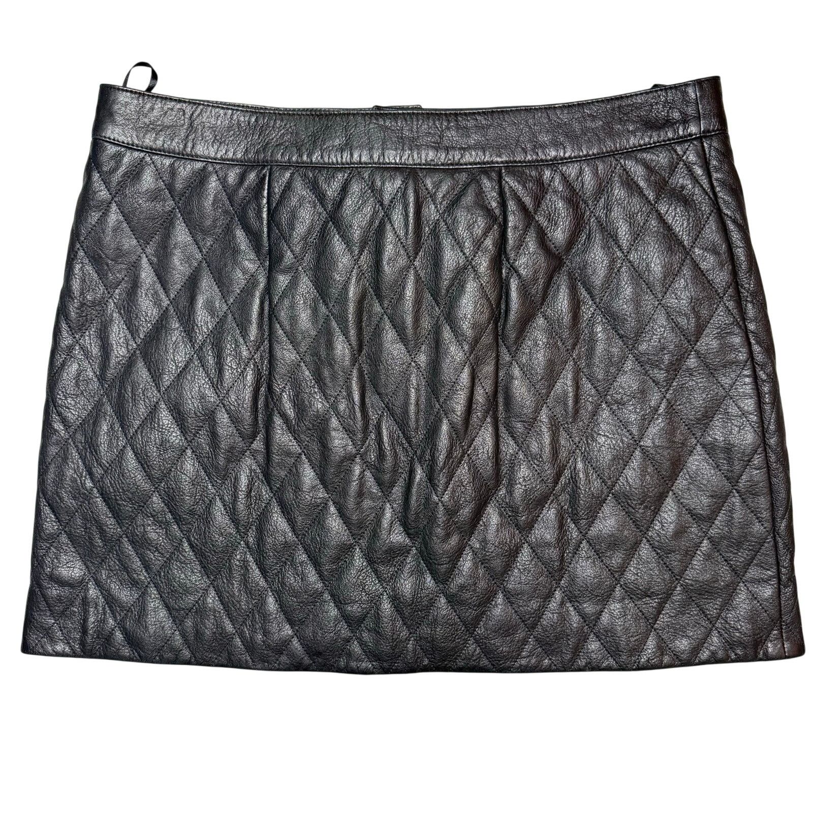 Frame FRAME Quilted Lamb Leather Miniskirt XL Size 32" / US 10 / IT 46 - 13 Thumbnail