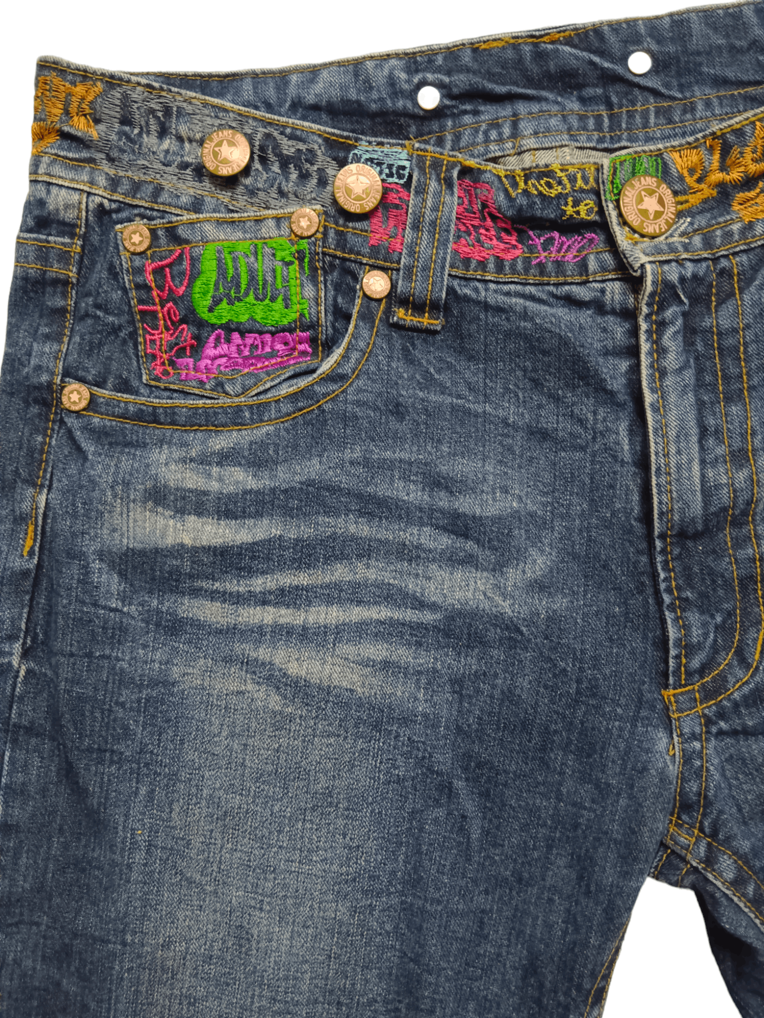 Japanese Brand Original Jeans By Emotion Embroidery Denim Size US 34 / EU 50 - 8 Thumbnail