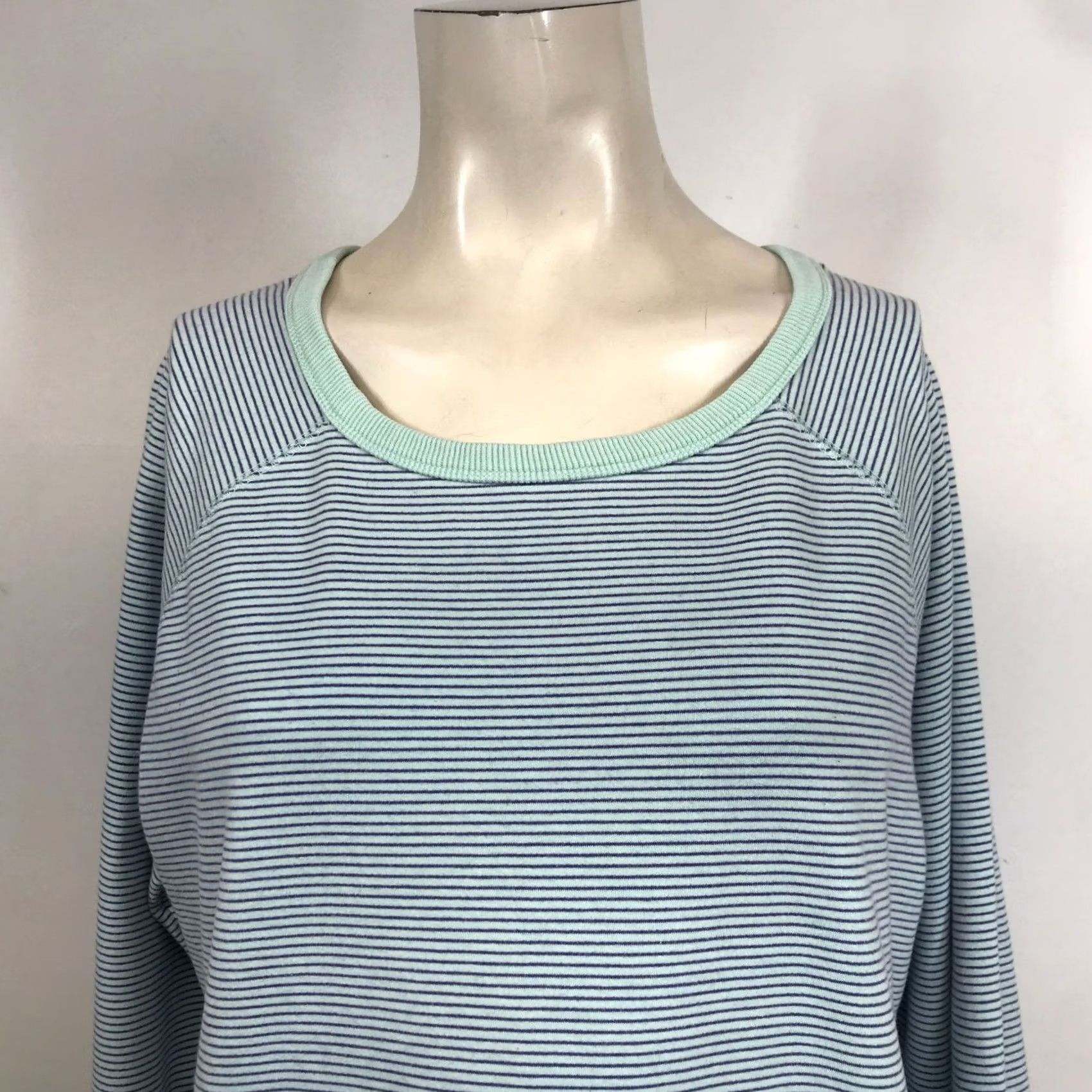 Vintage CARVE DESIGN Womens Large GREEN/PURPLE STRIPE LONG SLEEVE POUCH TOP Size L / US 10 / IT 46 - 2 Thumbnail