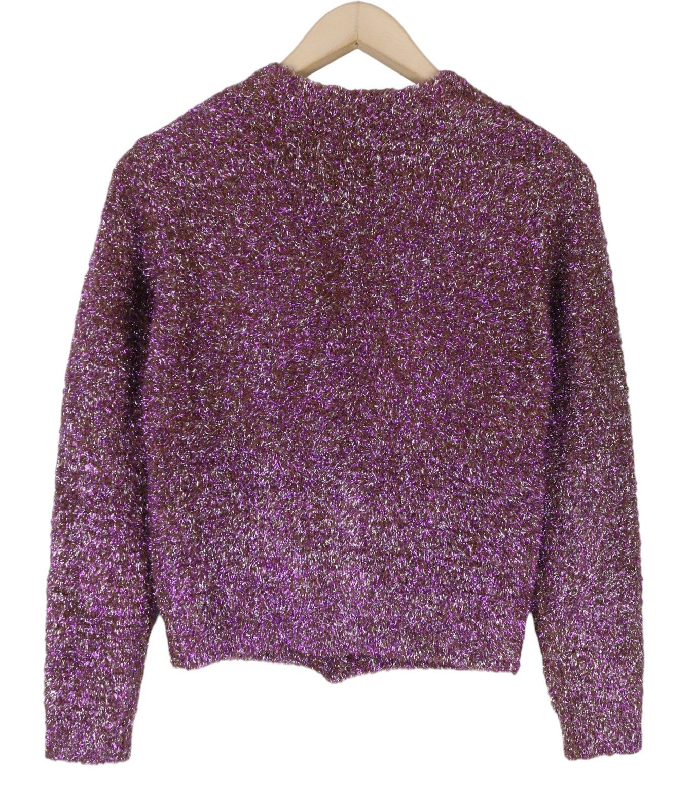 MAX&Co. S Burgundy Glitter Metallic Fuzzy Knit Cardigan 88678 Size S / US 4 / IT 40 - 4 Thumbnail