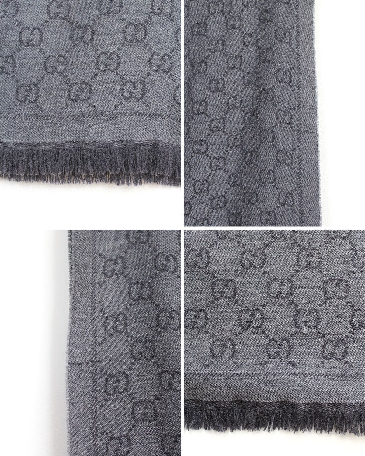 Gucci Gucci GG Jacquard Wool Scarf Grey 48x180 Size ONE SIZE - 7 Thumbnail