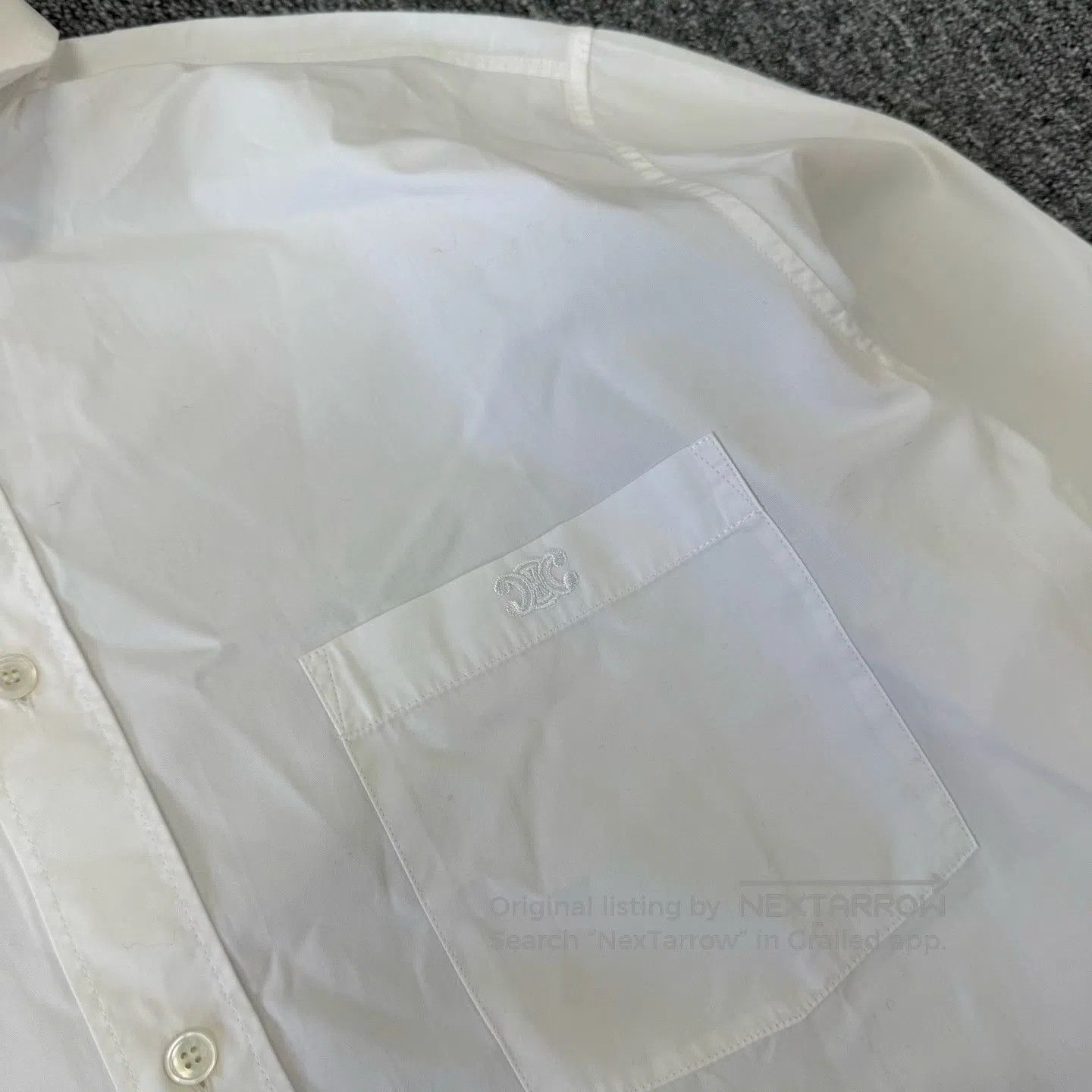 Celine CELINE SIZE 38 Embroidered logo short shirt| Size XL / US 12-14 / IT 48-50 - 4 Thumbnail