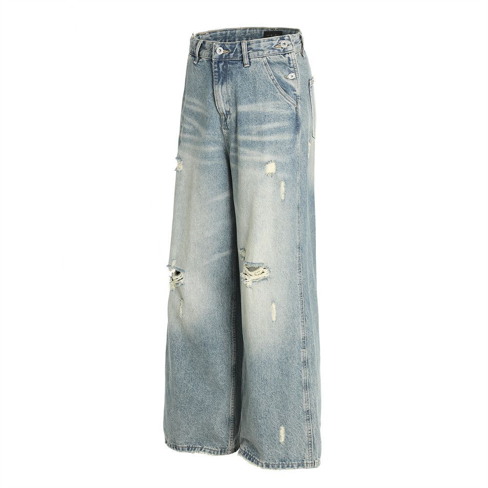 Japanese Brand × Vintage Men's loose straight punk distressed washed gradient jeans Size US 32 / EU 48 - 2 Thumbnail