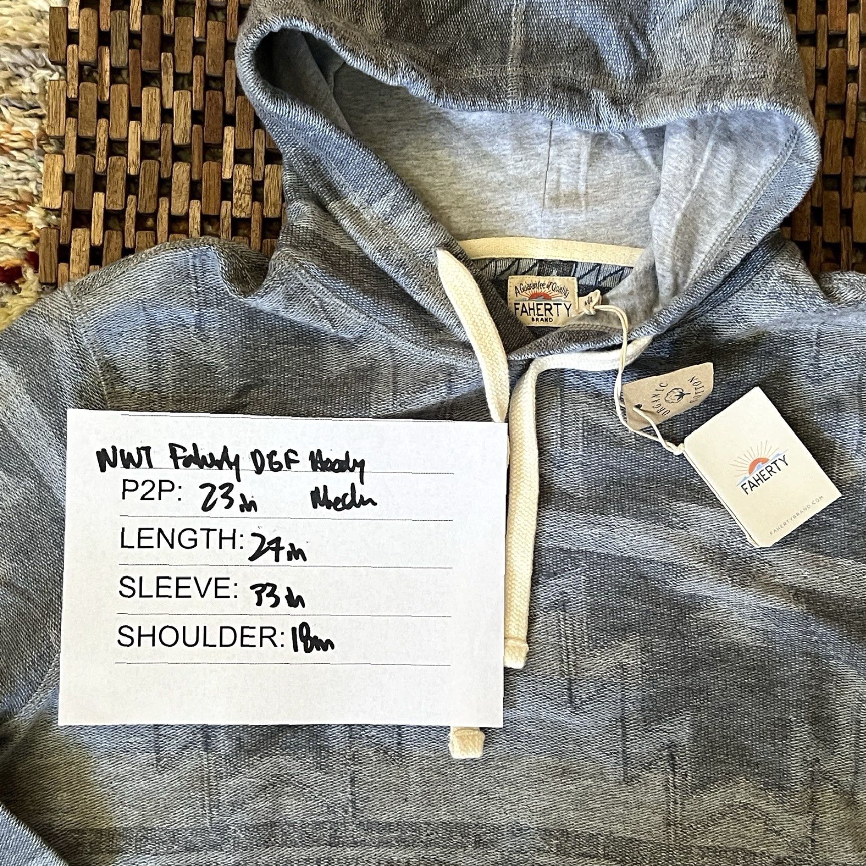 FAHERTY Aztec Hoodie Pullover Men’s Medium Multicolor Cotton Long Sleeve Henley