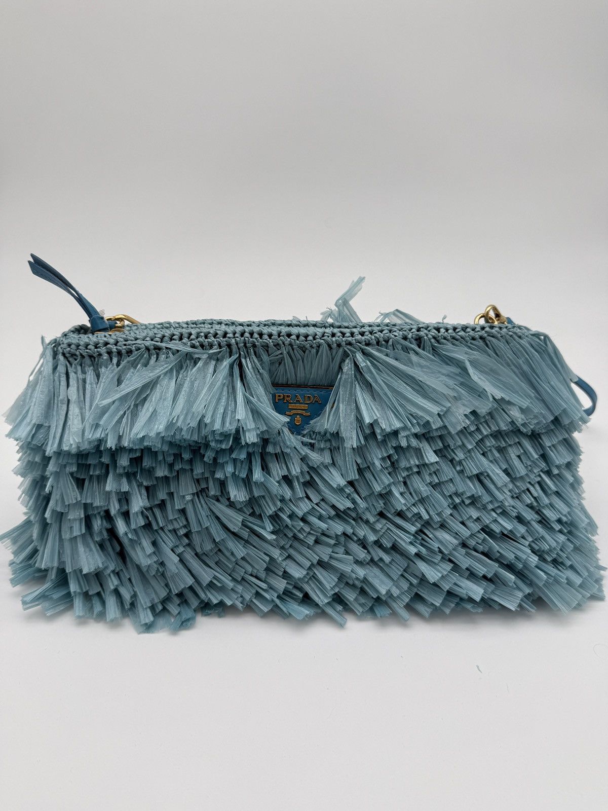 Prada Prada Blue Fringed Clutch Bag Size ONE SIZE - 1 Thumbnail