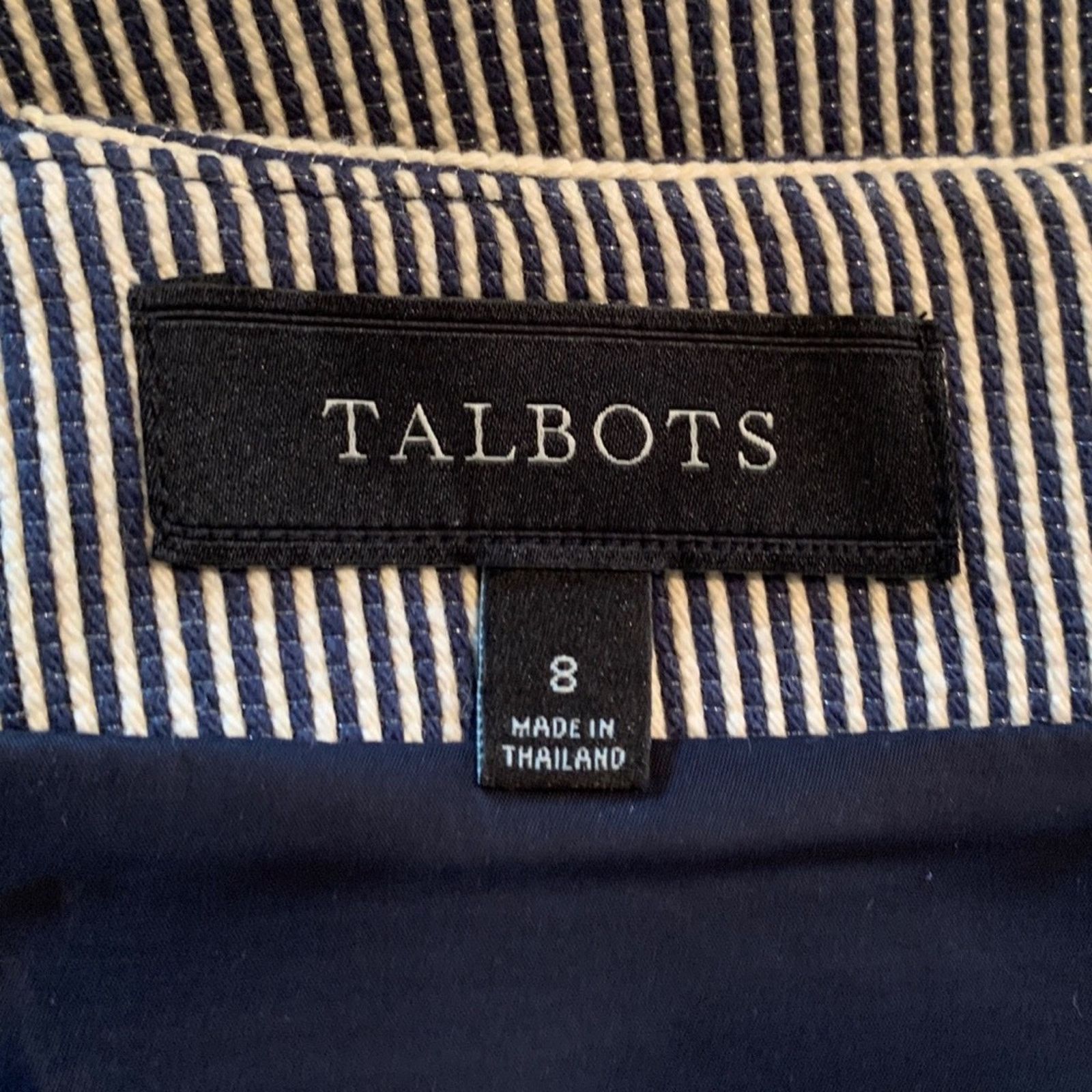 Other Talbots Pinstripe Pencil Skirt Navy & White Lined SZ 8 NWOT Size 30" / US 8 / IT 44 - 4 Thumbnail