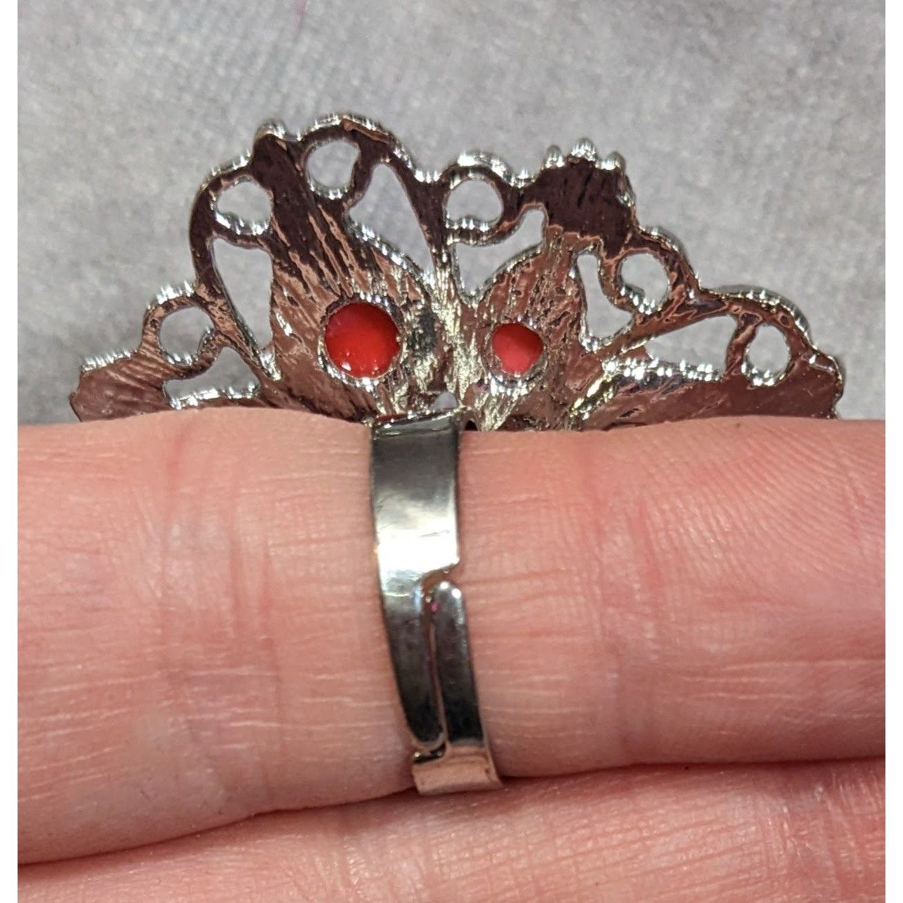 Other Fairycore Floral Ring Silver Tone With Pink Stones Statement Size ONE SIZE - 10 Thumbnail