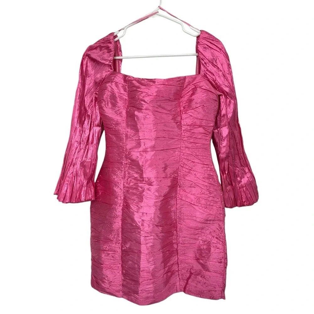 NOCTURNE NOCTURNE LIMITED EDITION BALLOON SLEEVE FUCHSIA DRAPED DRESS Size M / US 6-8 / IT 42-44 - 5 Thumbnail