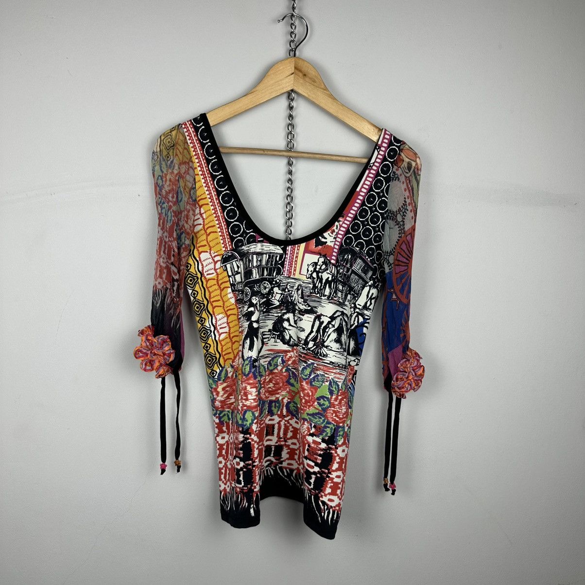 Jean Paul Gaultier Vintage Y2K Save The Queen Silk/Nylon Blouse Mesh Top Shirt Size M / US 6-8 / IT 42-44 - 1 Thumbnail