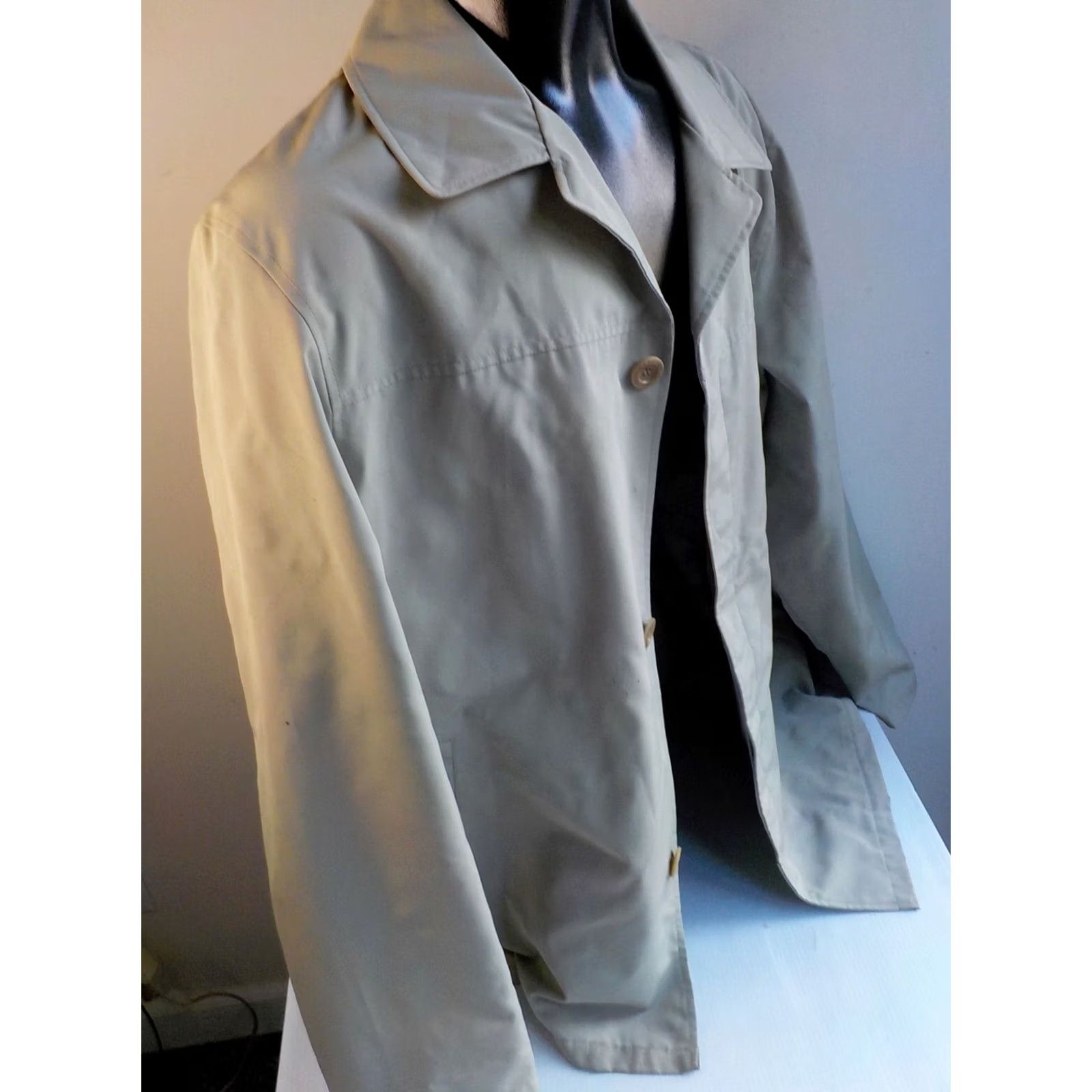 Kenneth Cole KENNETH COLE Reaction Rain Coat Button Front Lined Water Resistant Beige XL Coat Mens Size US XL / EU 56 / 4 - 3 Thumbnail