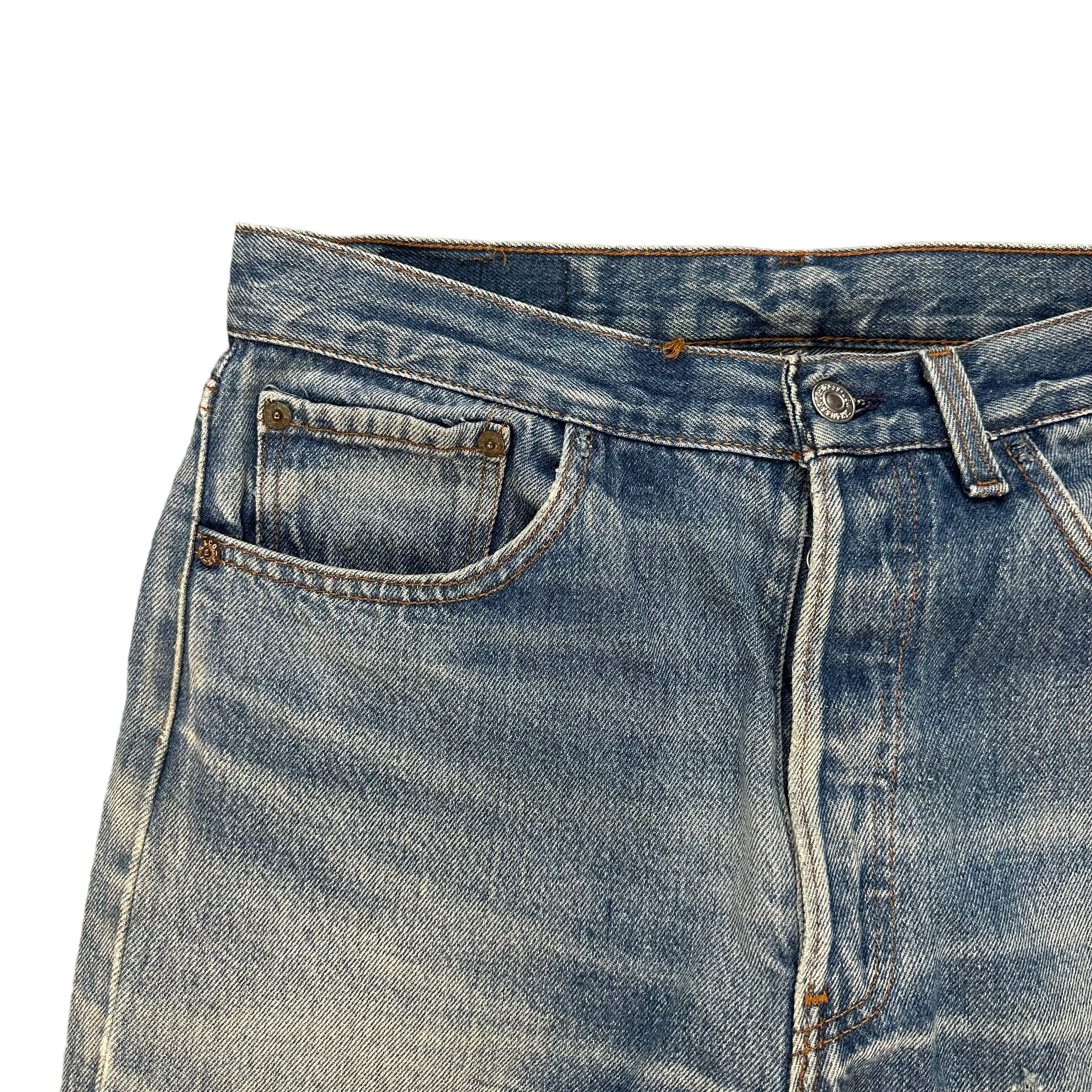 Levi's Vintage Clothing TRASHED🔥 LEVIS 501 FLY BUTTON DISTRESS DENIM PANT #8098-203 Size US 31 - 3 Thumbnail