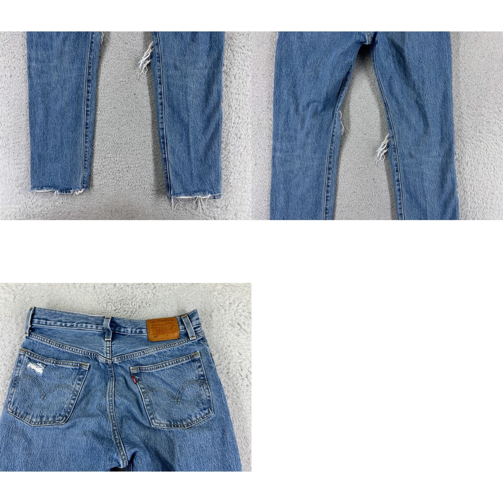 Levi's Levi's Jeans Adult 27 Blue Denim Distressed 501 Premium Button 27x28 Vintage No Size US 27 - 10 Thumbnail