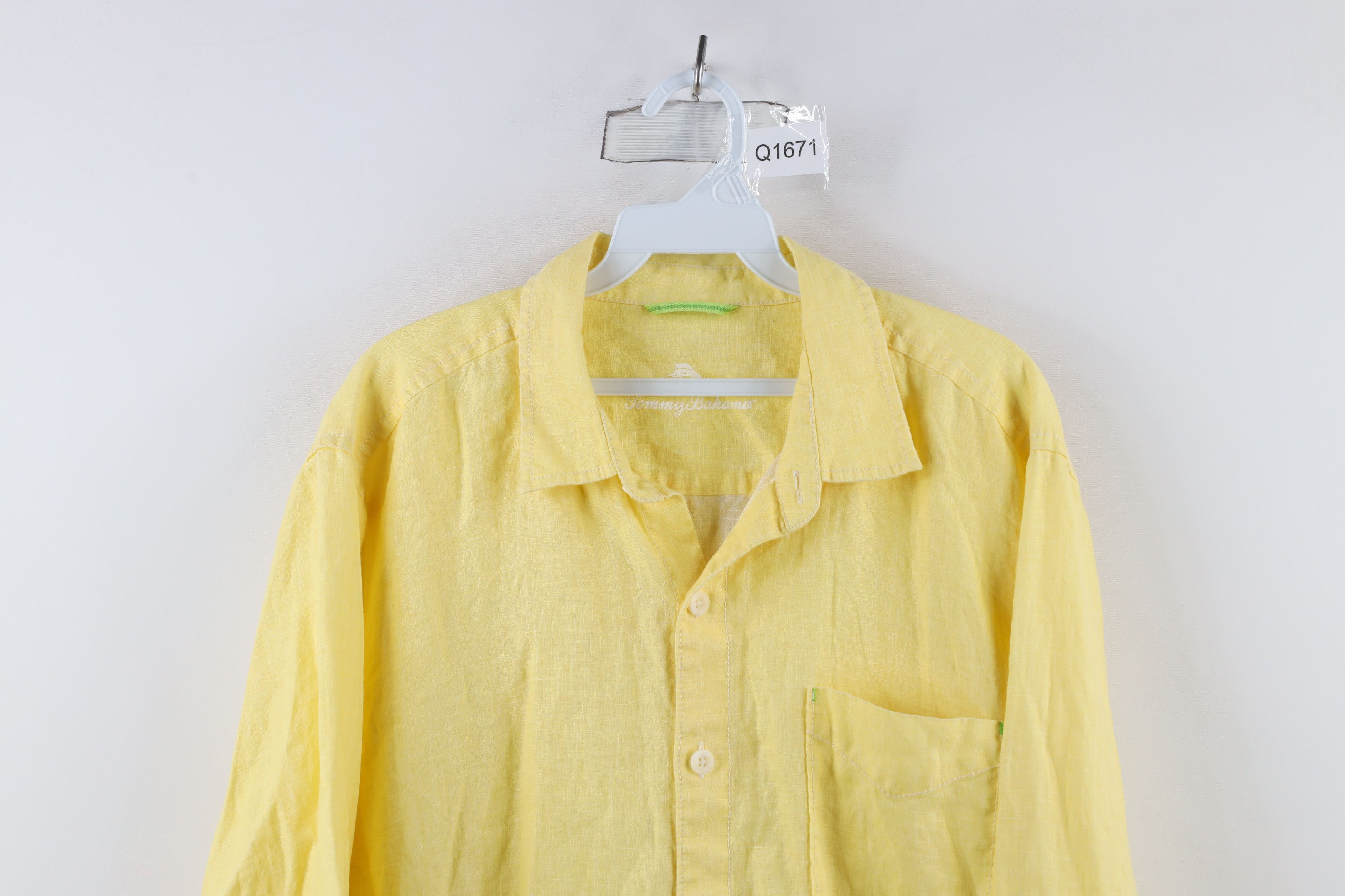 Tommy Bahama × Vintage Tommy Bahama Linen Long Sleeve Collared Button Shirt Yellow Size US L / EU 52-54 / 3 - 2 Thumbnail