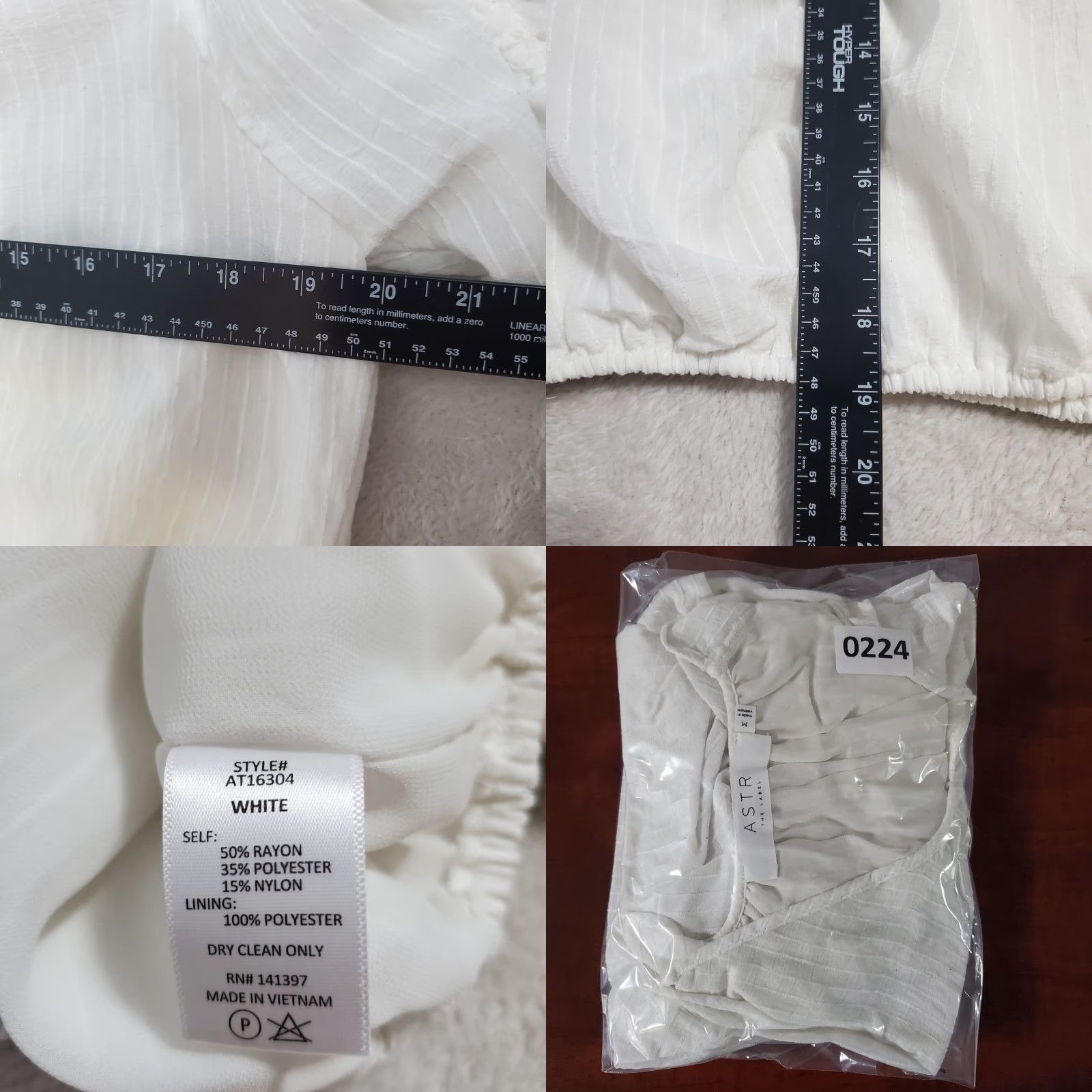 ASTR The Label ASTR The Label Blouse Women M White Ruched Sleeve V Neck Sheer Peasant Boho Shirt Size M / US 6-8 / IT 42-44 - 8 Thumbnail