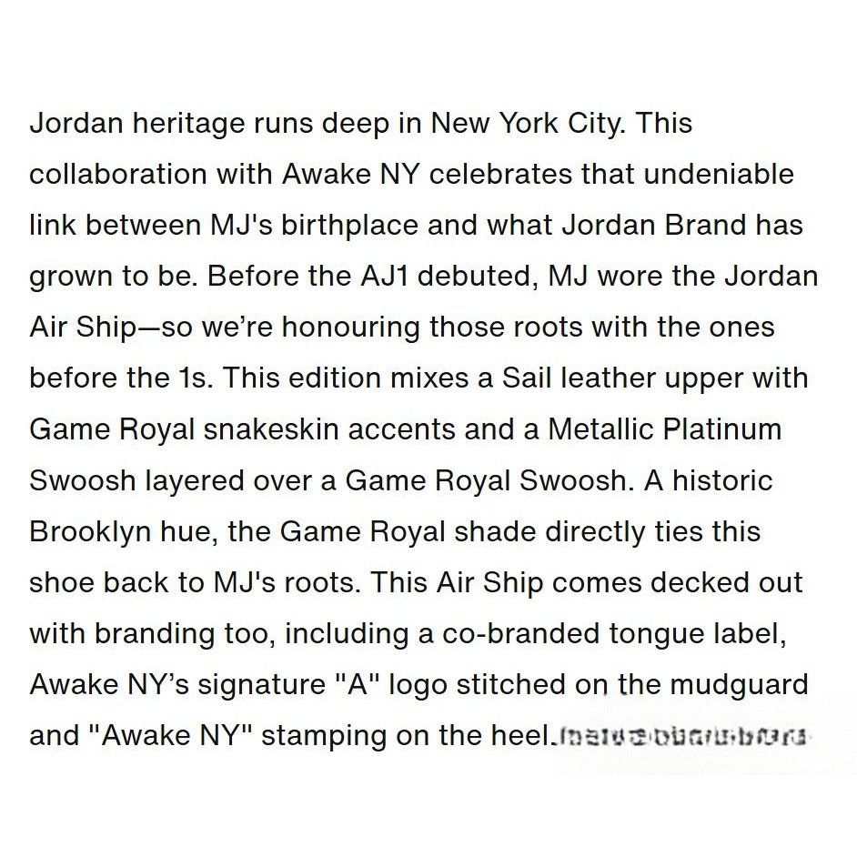 Jordan Brand Nike Jordan Air Ship x Awake NY Game Royal FN8675-104 Men's Size US 11 / EU 44 - 11 Thumbnail