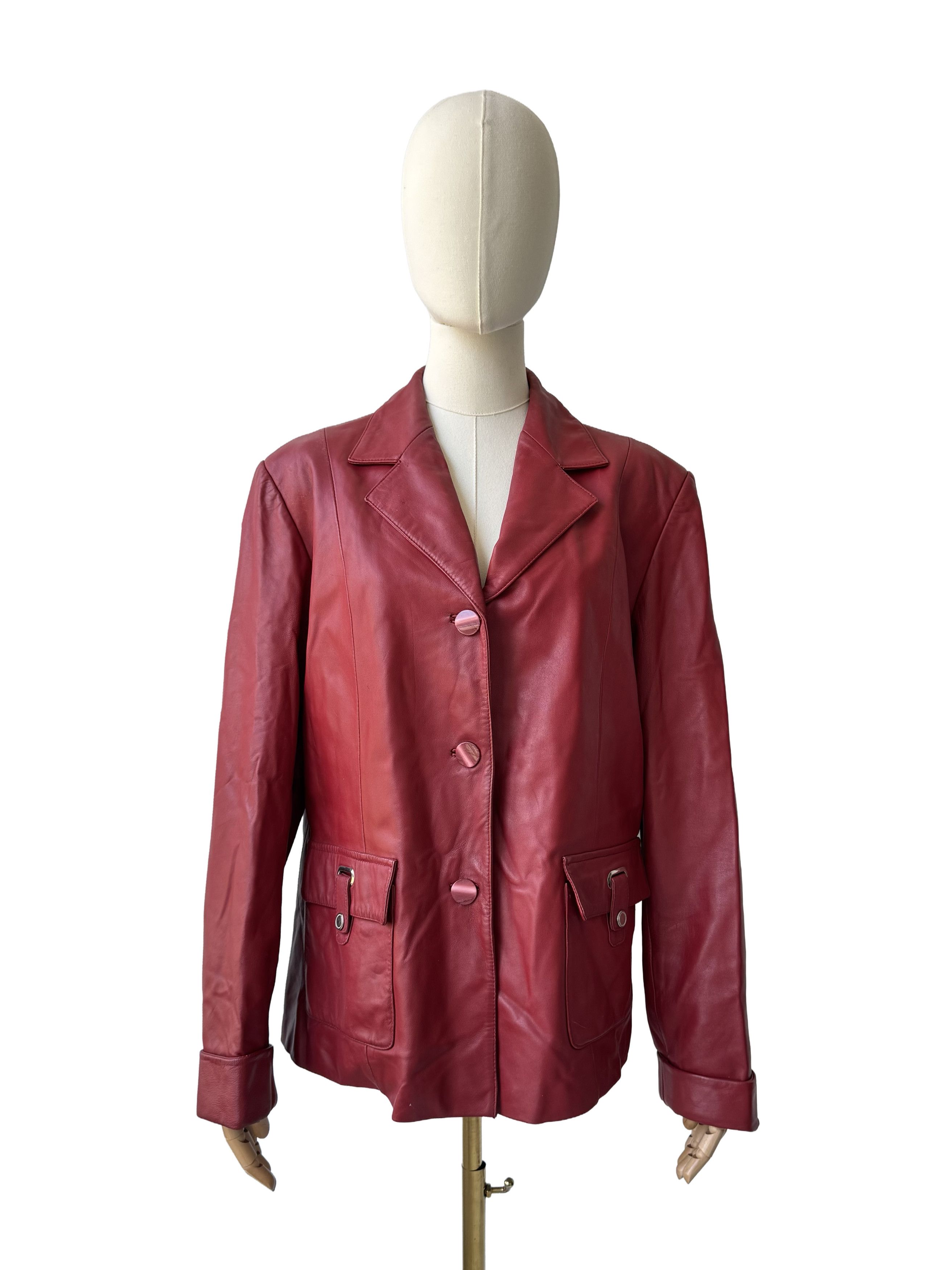 Vintage Vintage Y2K Leather Jacket Tailored Button Front Pocket Size L / US 10 / IT 46 - 1 Thumbnail