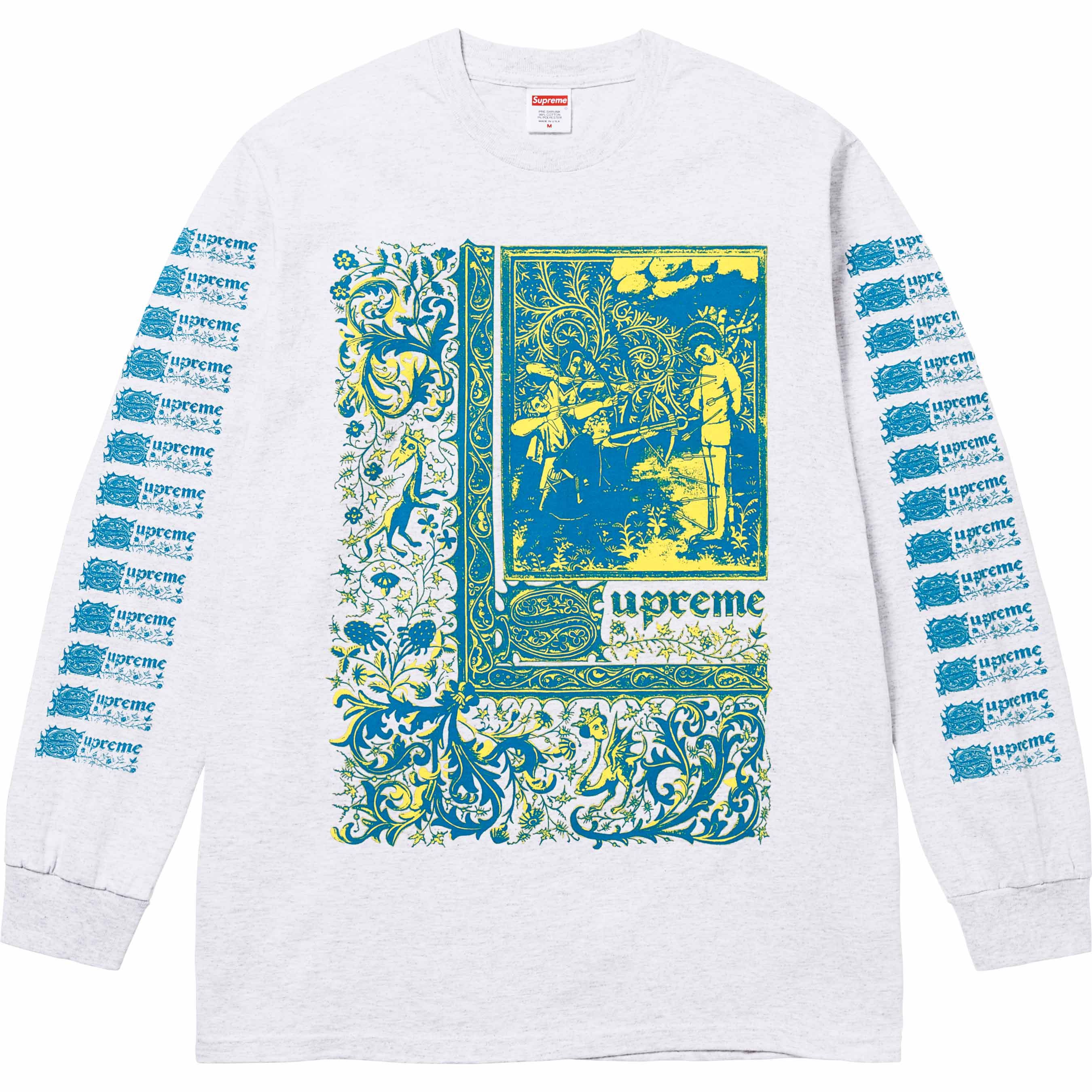 image of Supreme Saint Sebastian L/s Tee in Ash Grey, Men's (Size Small)