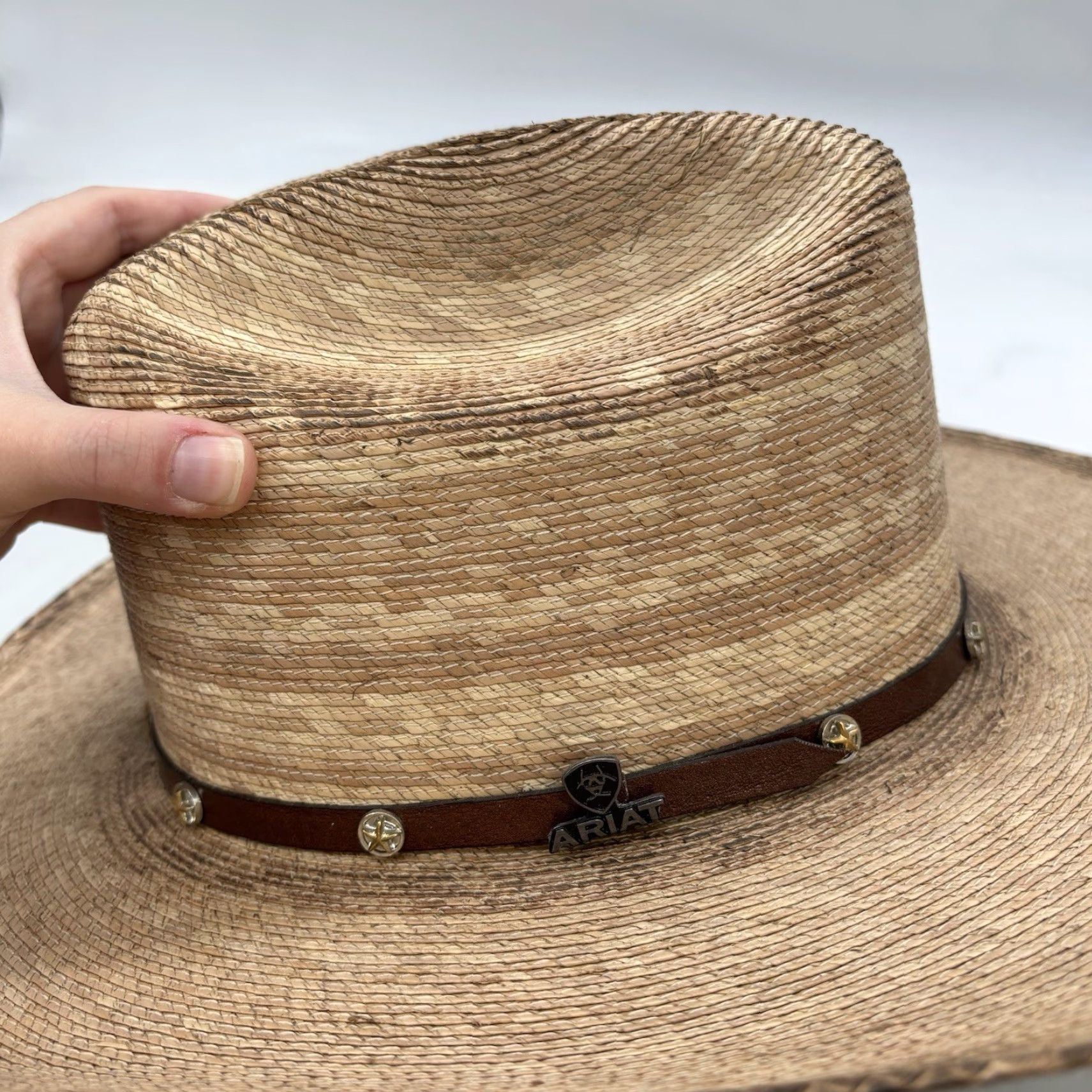Ariat Ariat Western Hat Fire Palm Straw A65102 Unisex 7 1/8 Beige Cowboy Hat Mens/Unisex Brand New No Box Size ONE SIZE - 3 Thumbnail