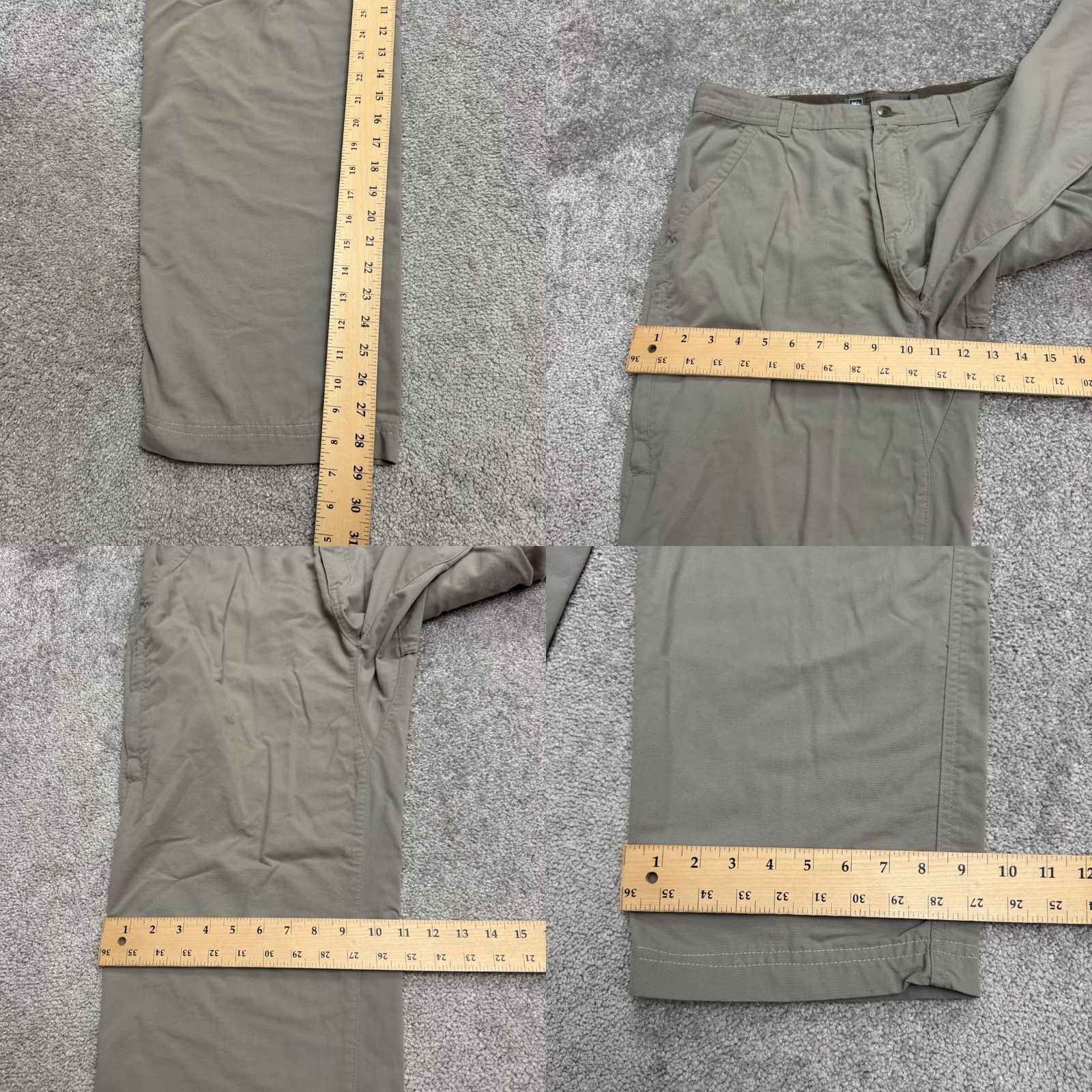 Vintage REI Co-Op Hiking Outdoor Cargo Pants Mens 34x32 Gray Nylon Straight Leg Trail Cargo Pocket Size US 33 - 10 Thumbnail