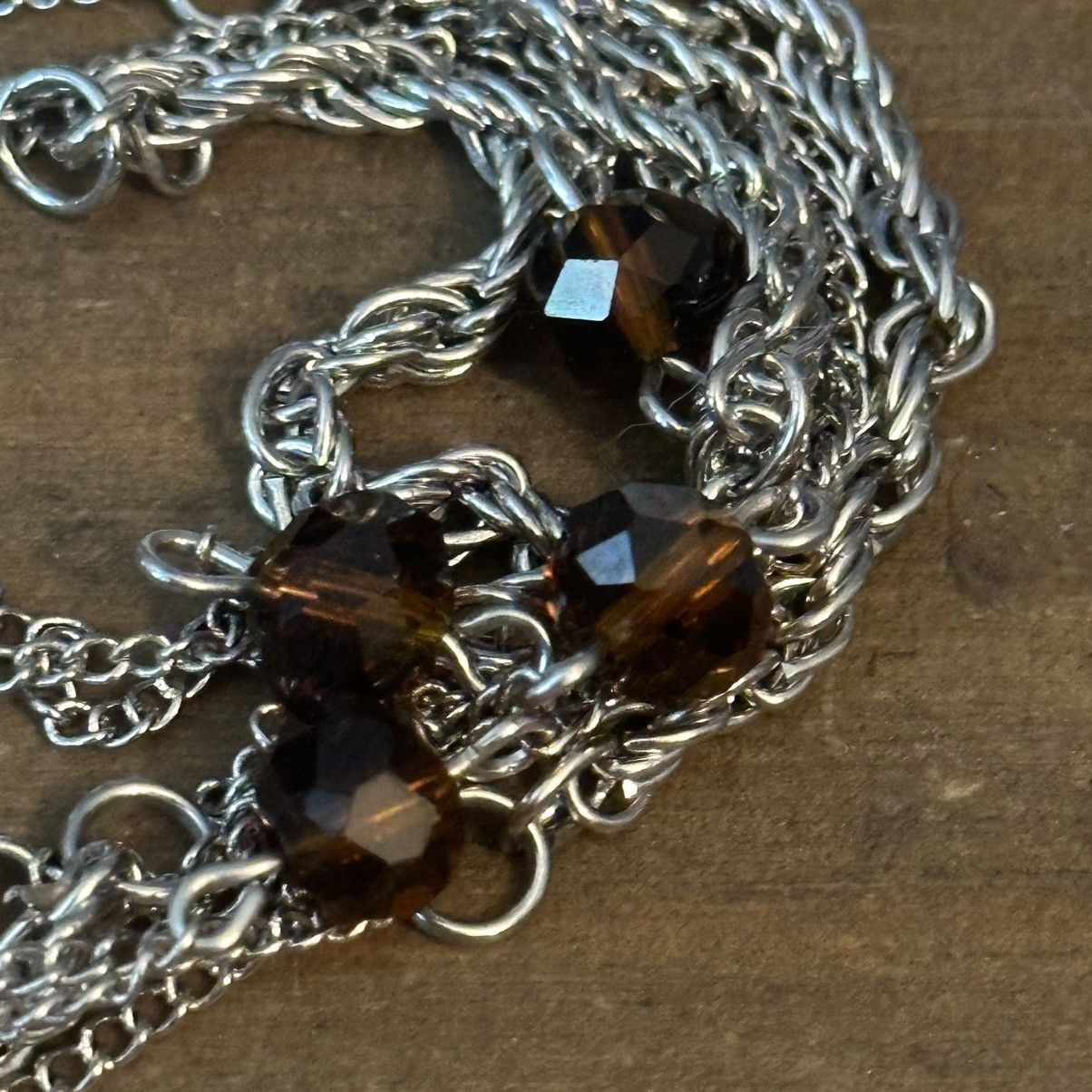Other Multi strand layered silver & stationed amber beads necklace Size ONE SIZE - 3 Thumbnail