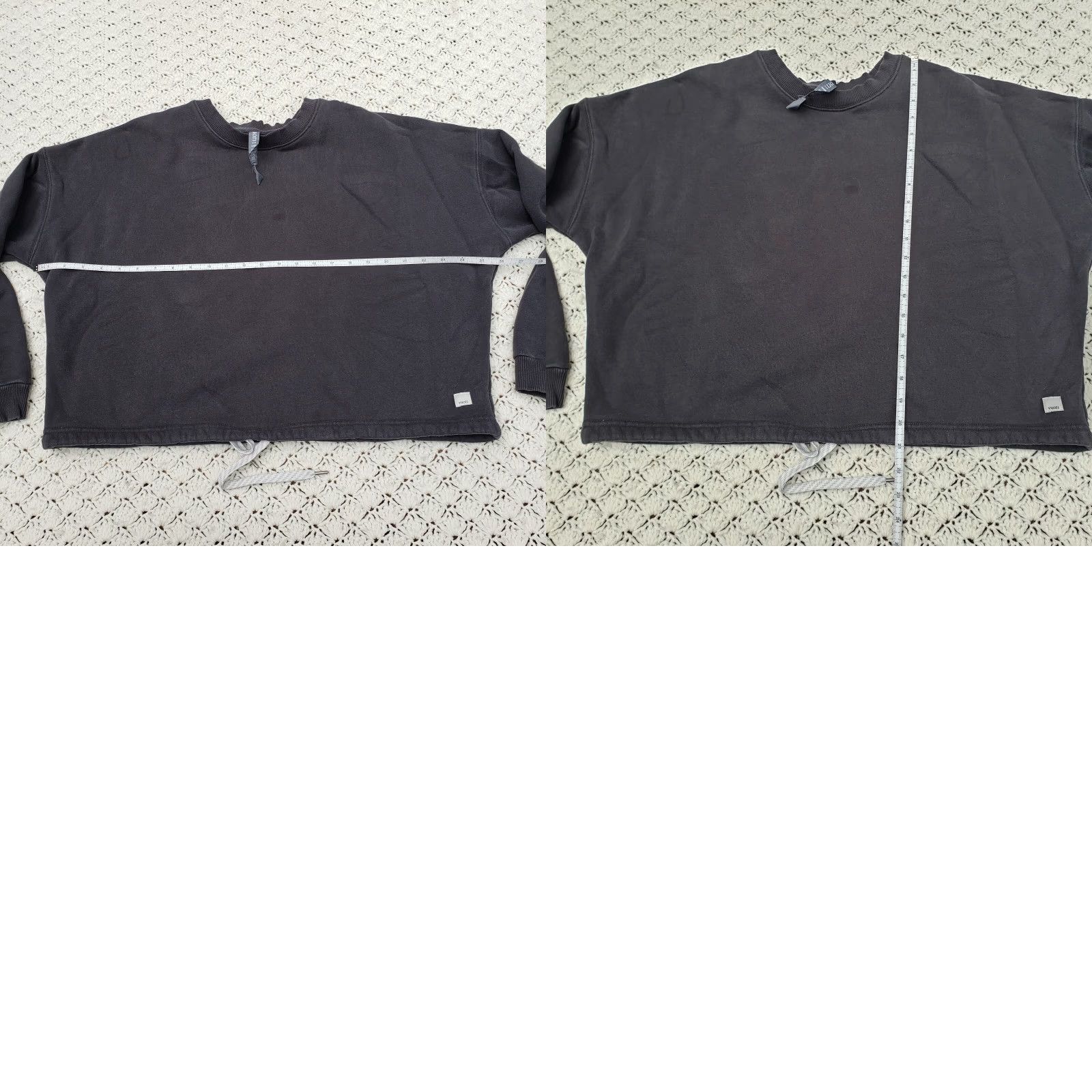 VUORI Restore Crew Neck Sweatshirt - Cotton Blend, Black - Large - Women - Regular - Pullover - Drawstring Hem - All Seasons - Cropped - L