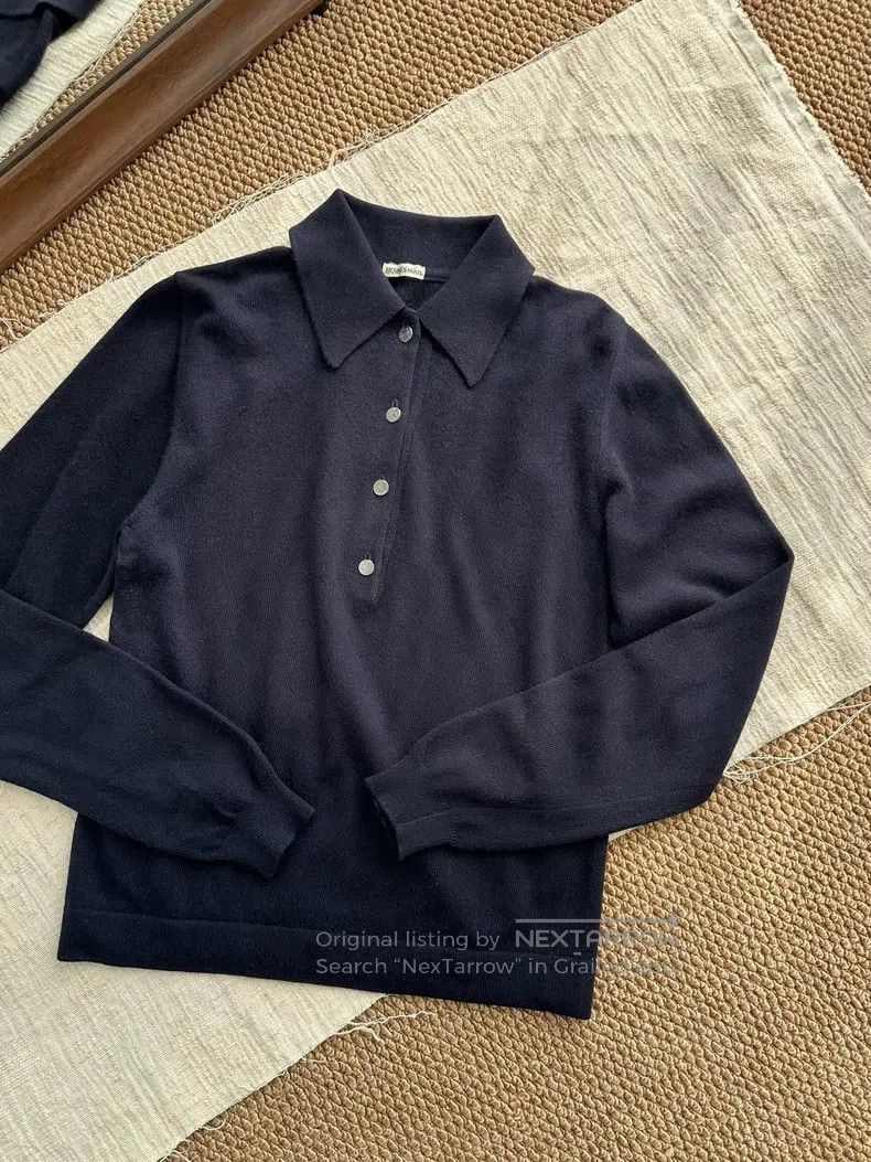 Hermes Hermes Polo Neck Cashmere Knit Sweater Jacket, Navy Blue Size M / US 6-8 / IT 42-44 - 1 Thumbnail