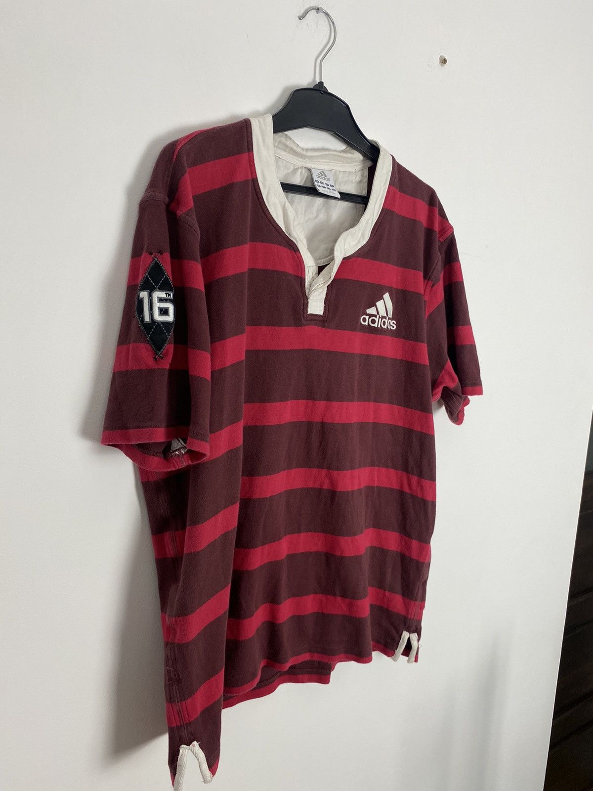 Adidas × Vintage Vintage Adidas Horizontal Striped Polo Shirt Rugby L y2k Size US L / EU 52-54 / 3 - 2 Thumbnail
