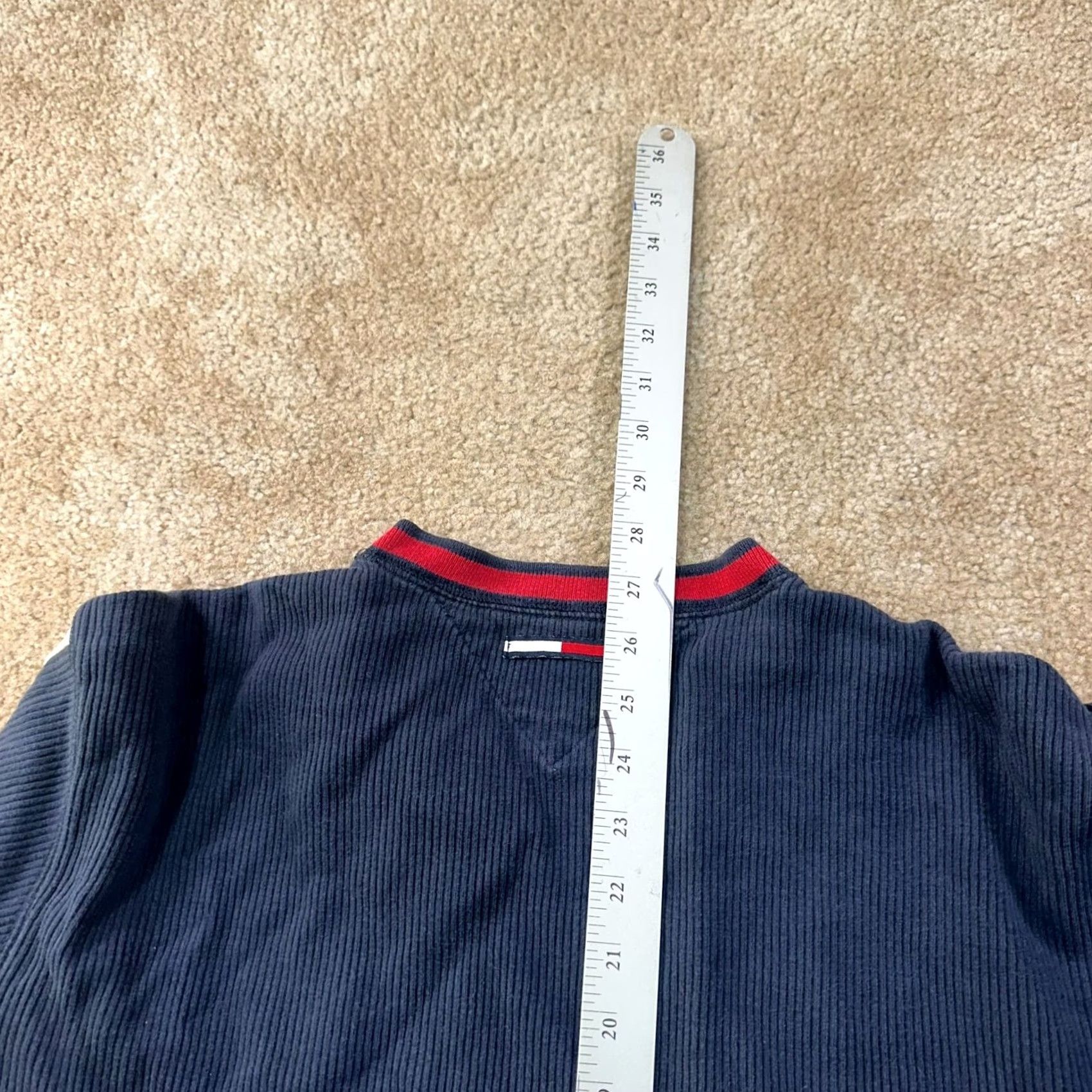 Tommy Hilfiger VINTAGE Tommy Hilfiger Long Sleeve V-Neck Shirt Men's Large Blue 2000s Logo Knit Cotton Blend Size US L / EU 52-54 / 3 - 7 Thumbnail